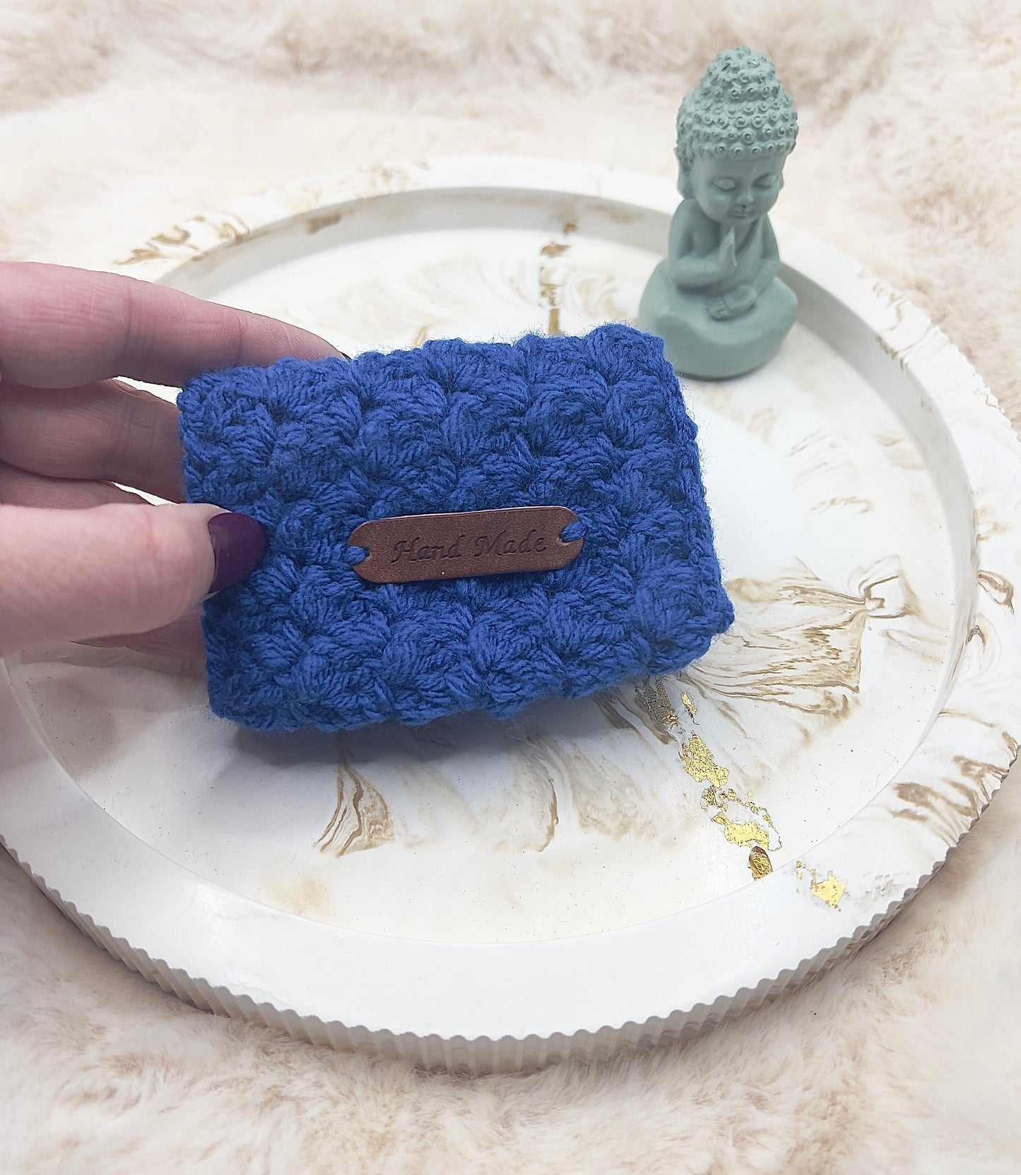 🎄 Adventstürchen 19 -  Handgehäkeltes Kartenetui / Mini-Portemonnaie mit Druckknopf