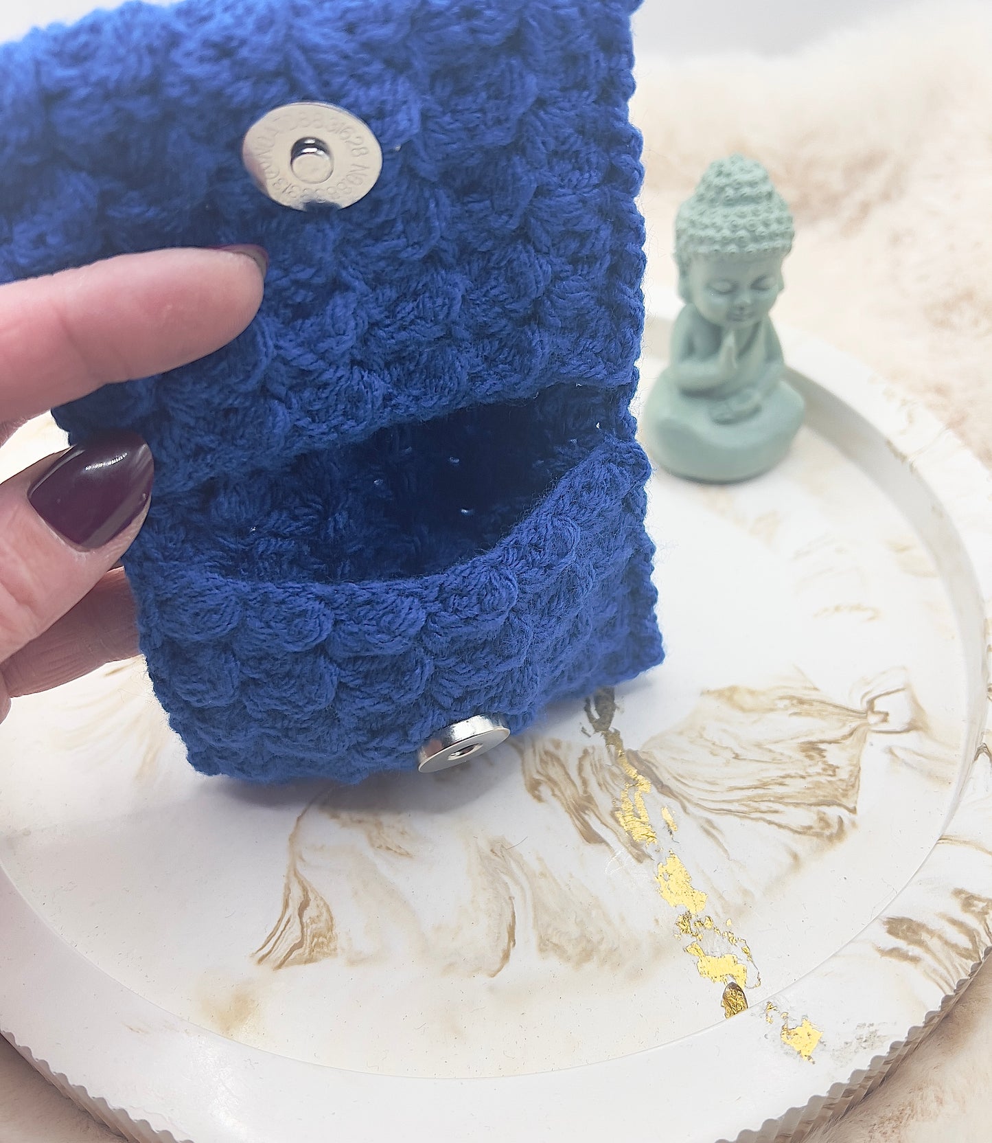 🎄 Adventstürchen 19 -  Handgehäkeltes Kartenetui / Mini-Portemonnaie mit Druckknopf