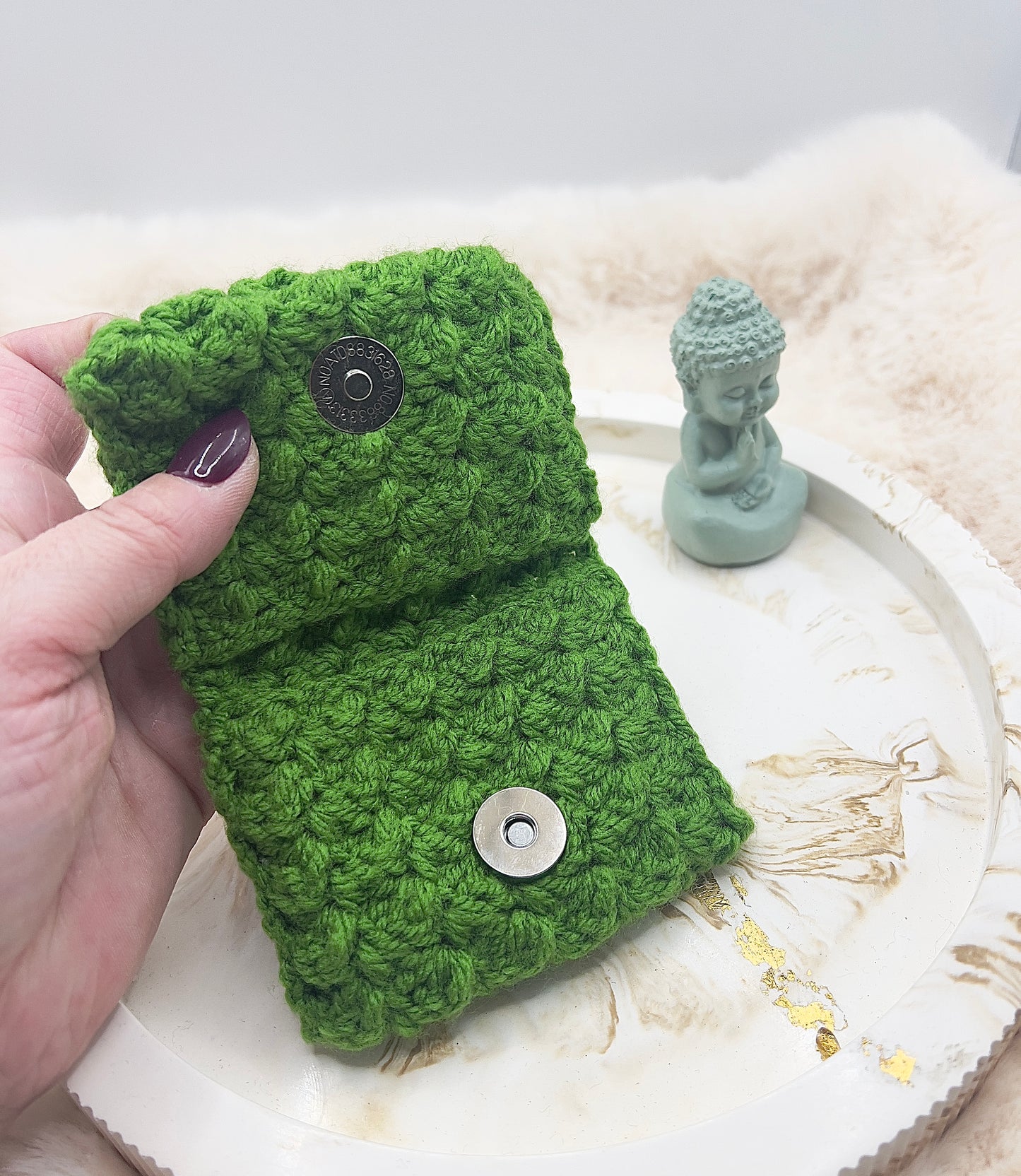 🎄 Adventstürchen 19 -  Handgehäkeltes Kartenetui / Mini-Portemonnaie mit Druckknopf