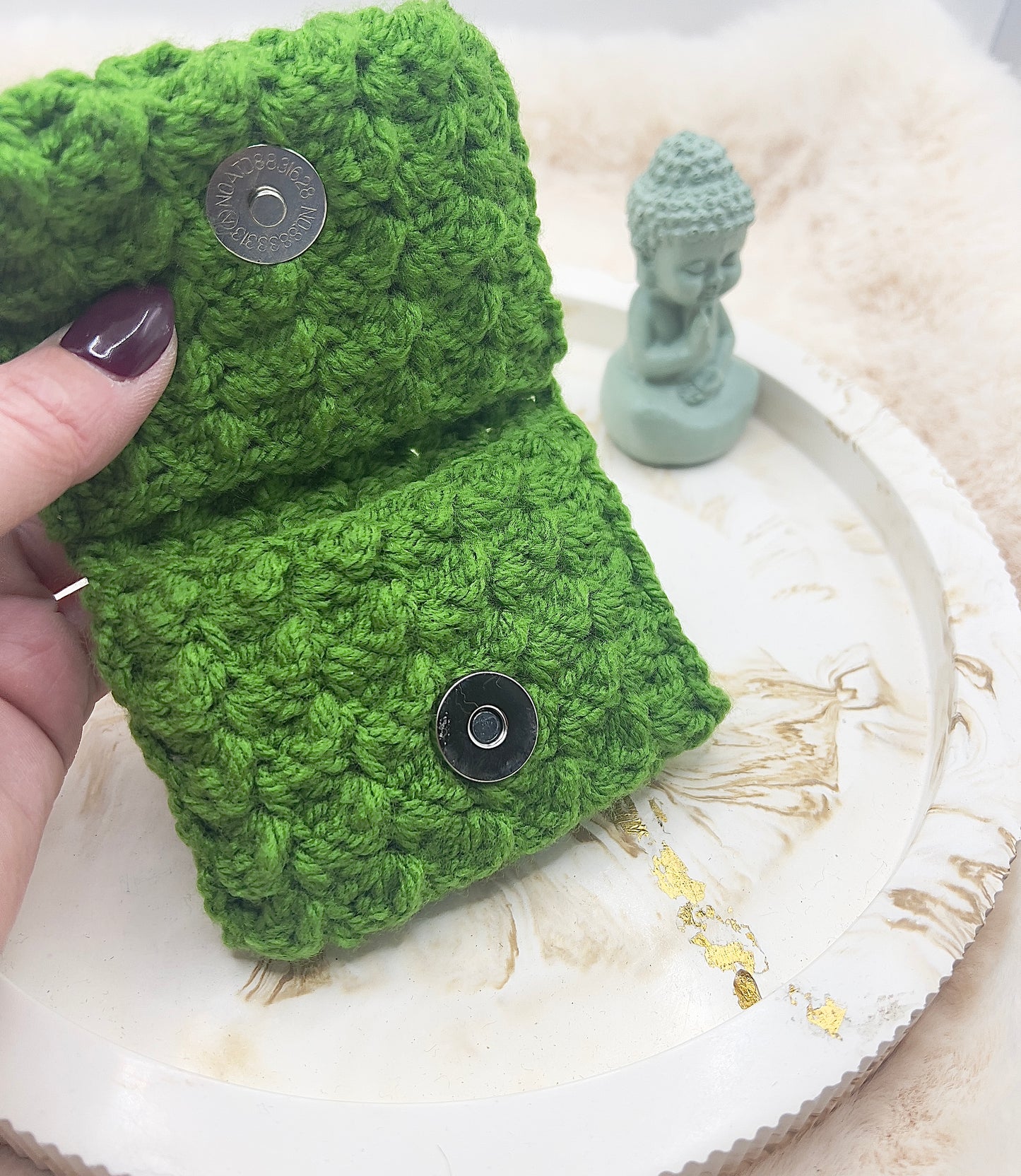 🎄 Adventstürchen 19 -  Handgehäkeltes Kartenetui / Mini-Portemonnaie mit Druckknopf