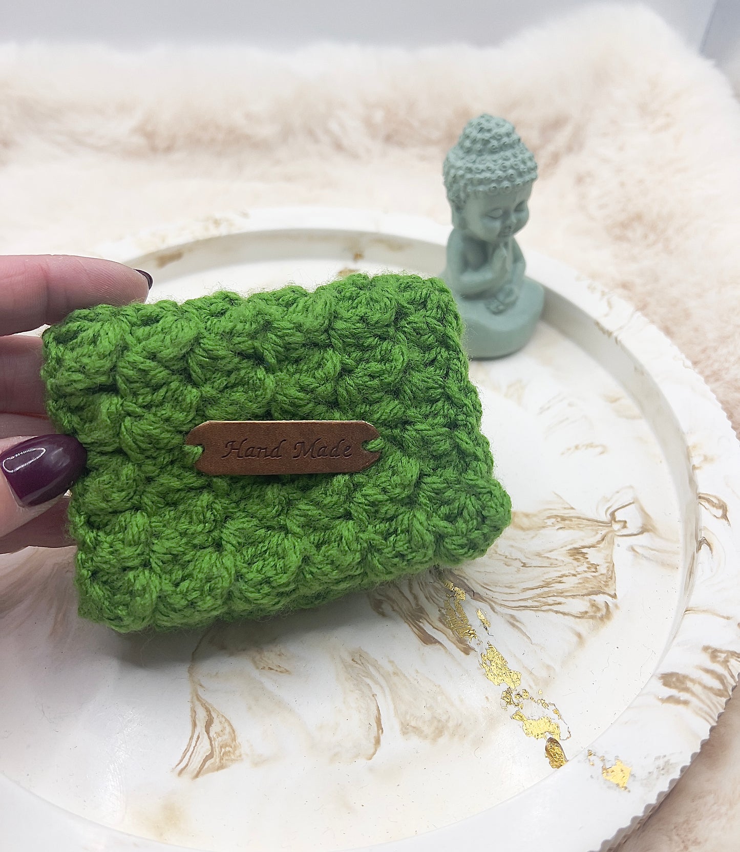 🎄 Adventstürchen 19 -  Handgehäkeltes Kartenetui / Mini-Portemonnaie mit Druckknopf