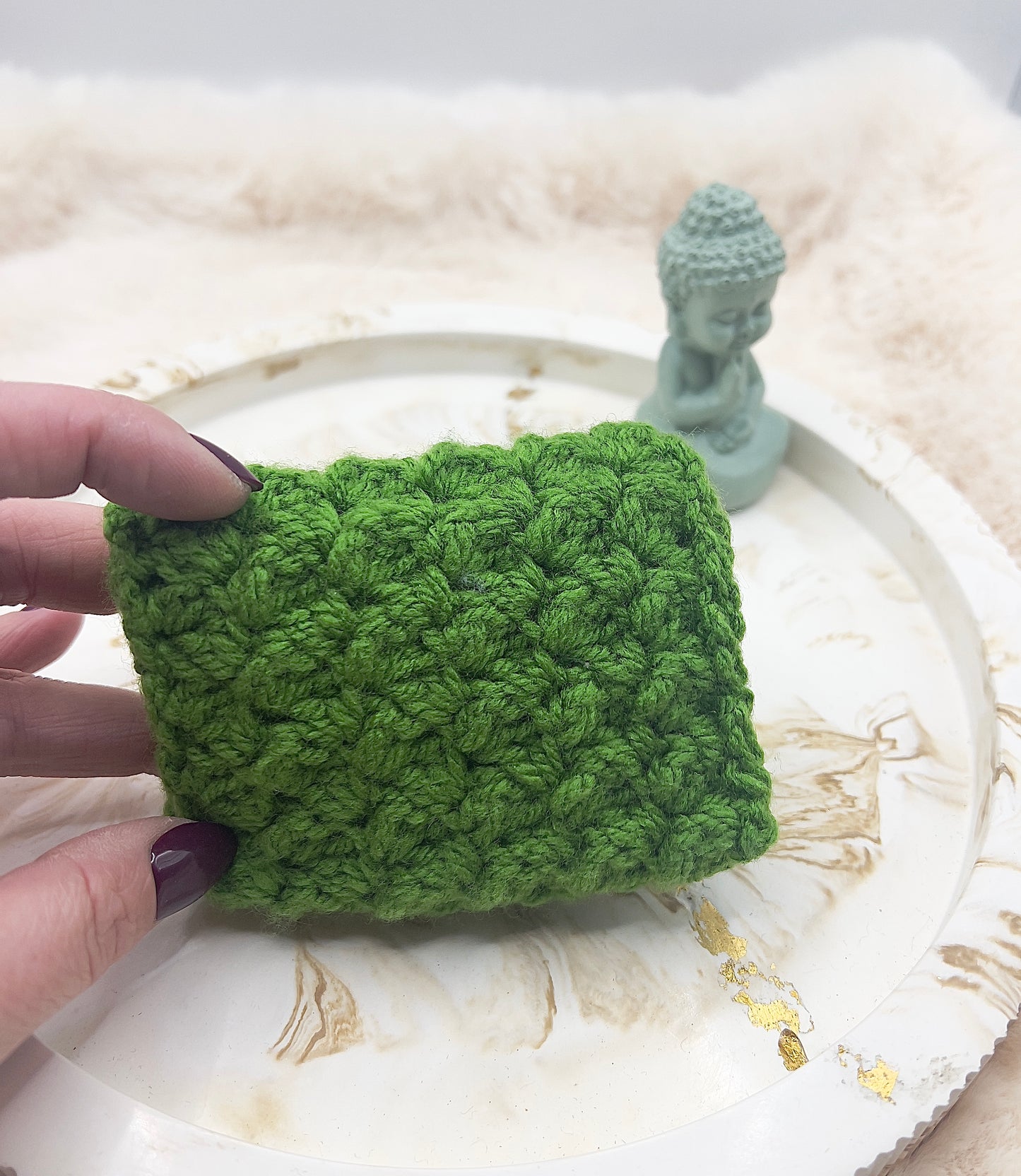 🎄 Adventstürchen 19 -  Handgehäkeltes Kartenetui / Mini-Portemonnaie mit Druckknopf