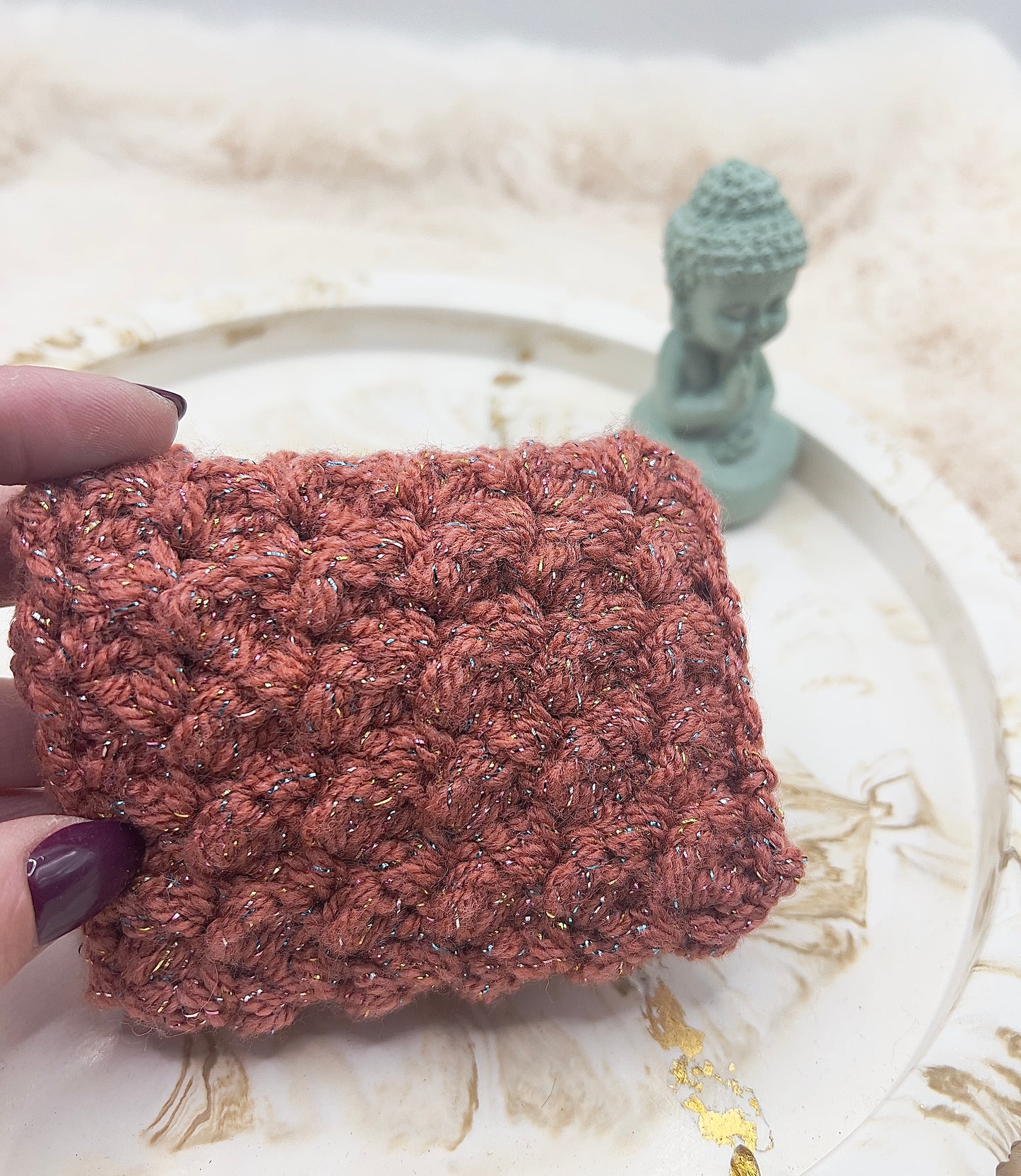 🎄 Adventstürchen 19 -  Handgehäkeltes Kartenetui / Mini-Portemonnaie mit Druckknopf