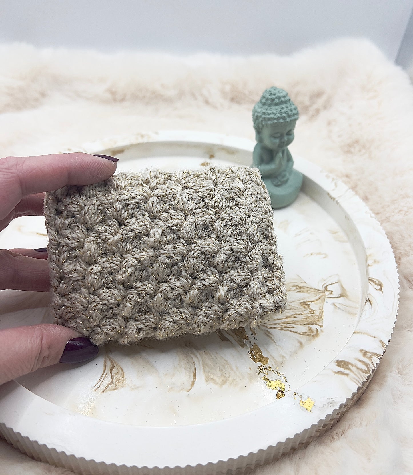 🎄 Adventstürchen 19 -  Handgehäkeltes Kartenetui / Mini-Portemonnaie mit Druckknopf