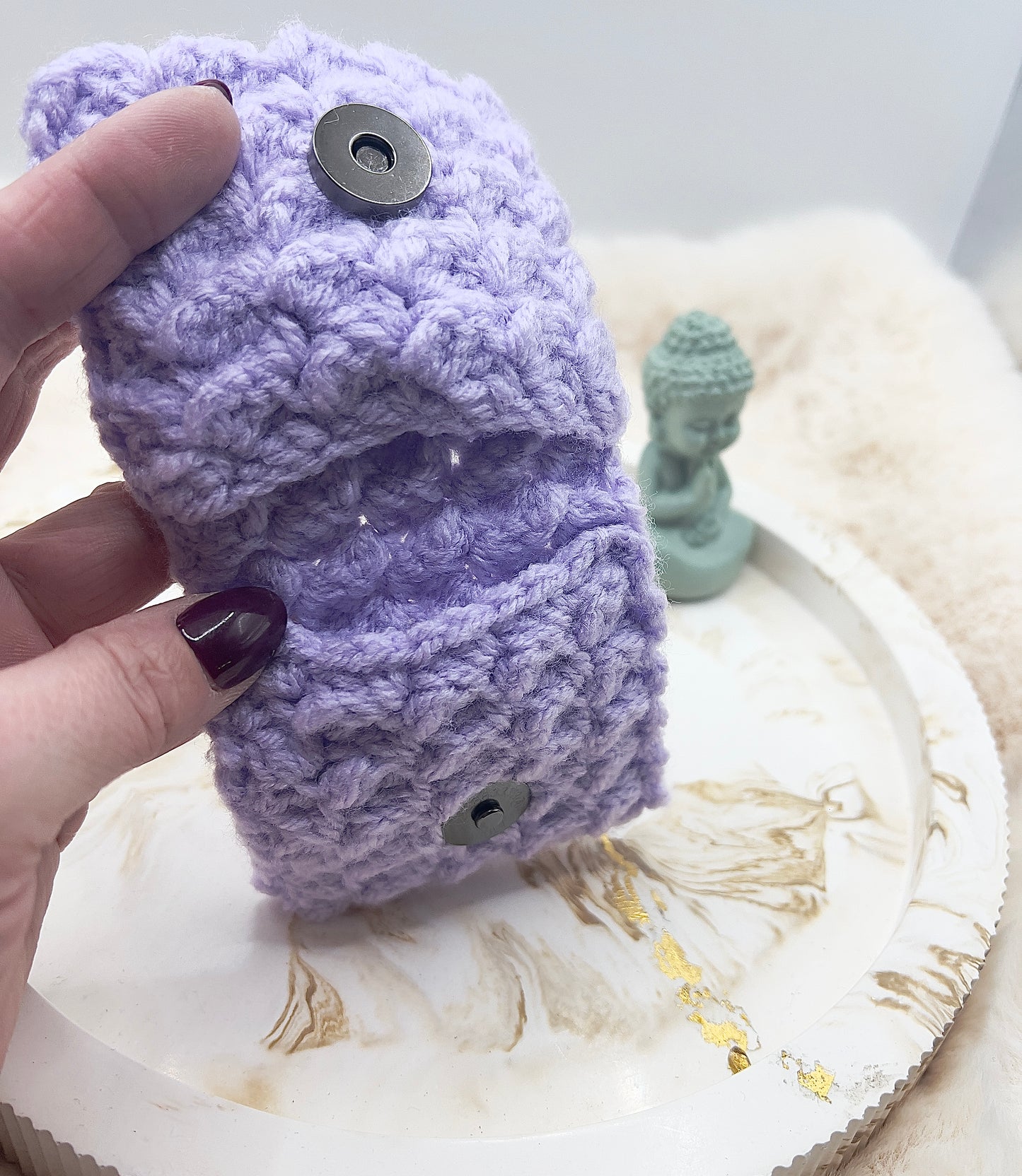 🎄 Adventstürchen 19 -  Handgehäkeltes Kartenetui / Mini-Portemonnaie mit Druckknopf