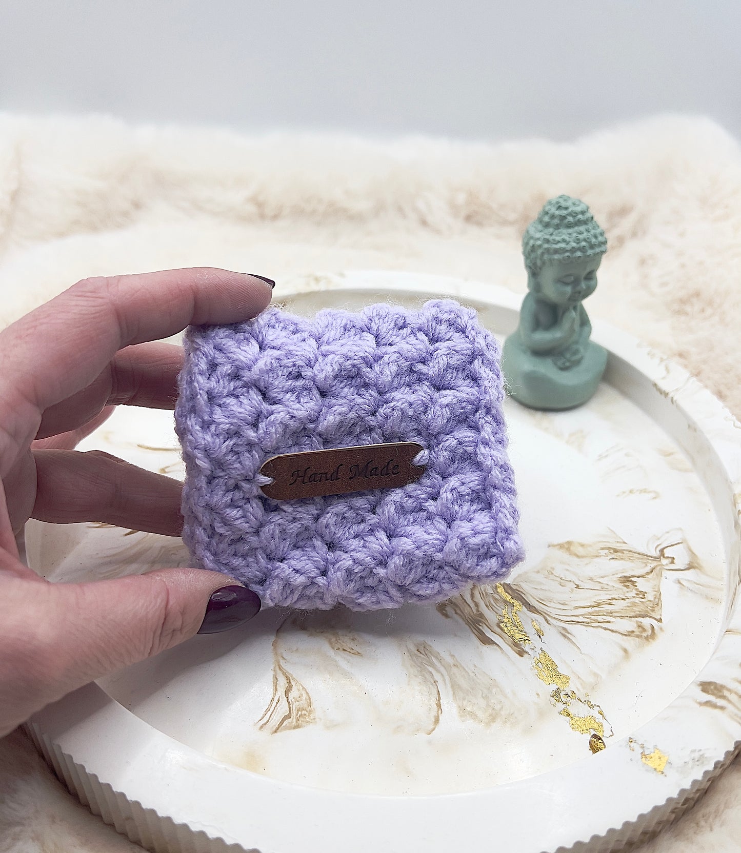 🎄 Adventstürchen 19 -  Handgehäkeltes Kartenetui / Mini-Portemonnaie mit Druckknopf