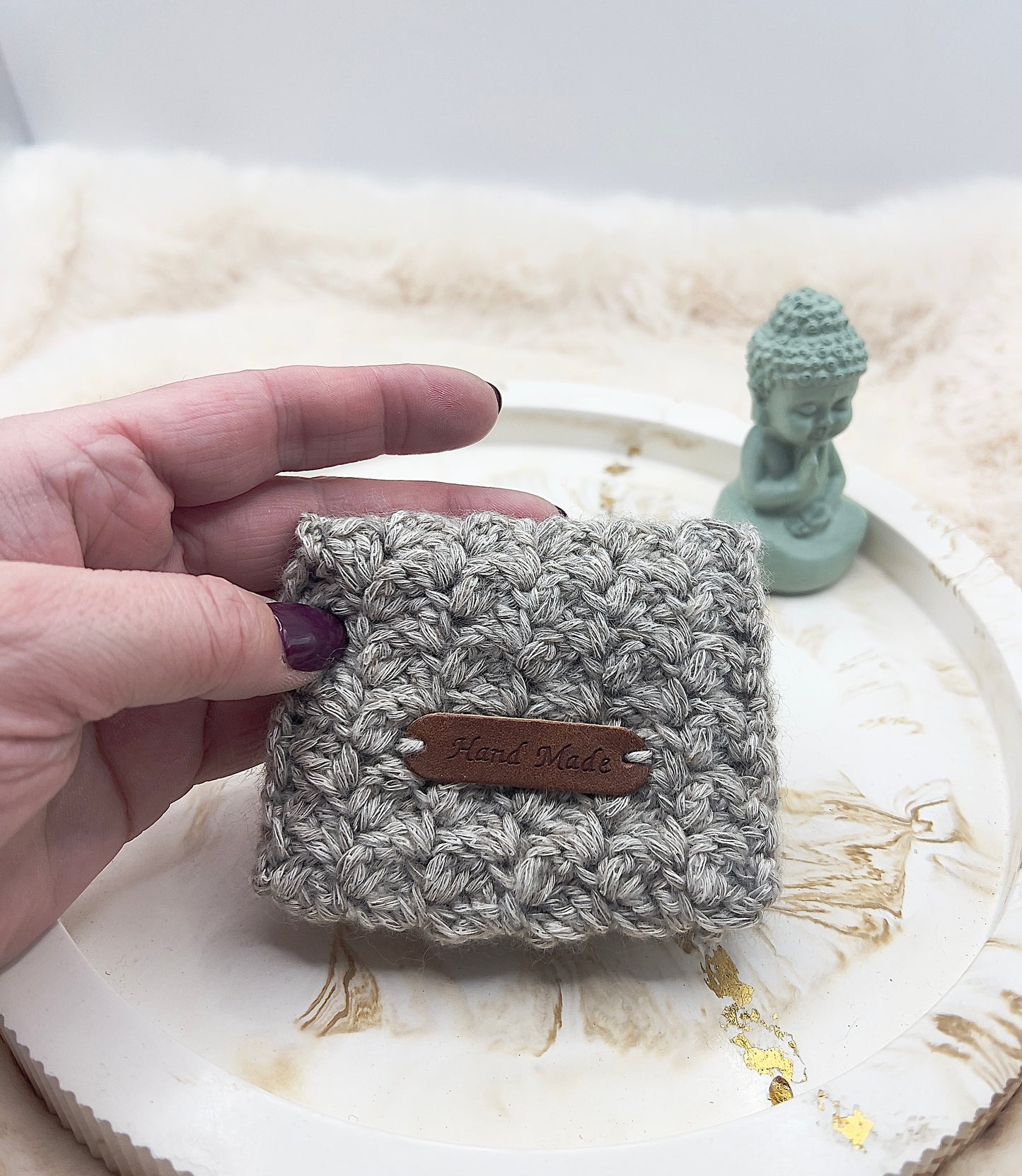 🎄 Adventstürchen 19 -  Handgehäkeltes Kartenetui / Mini-Portemonnaie mit Druckknopf