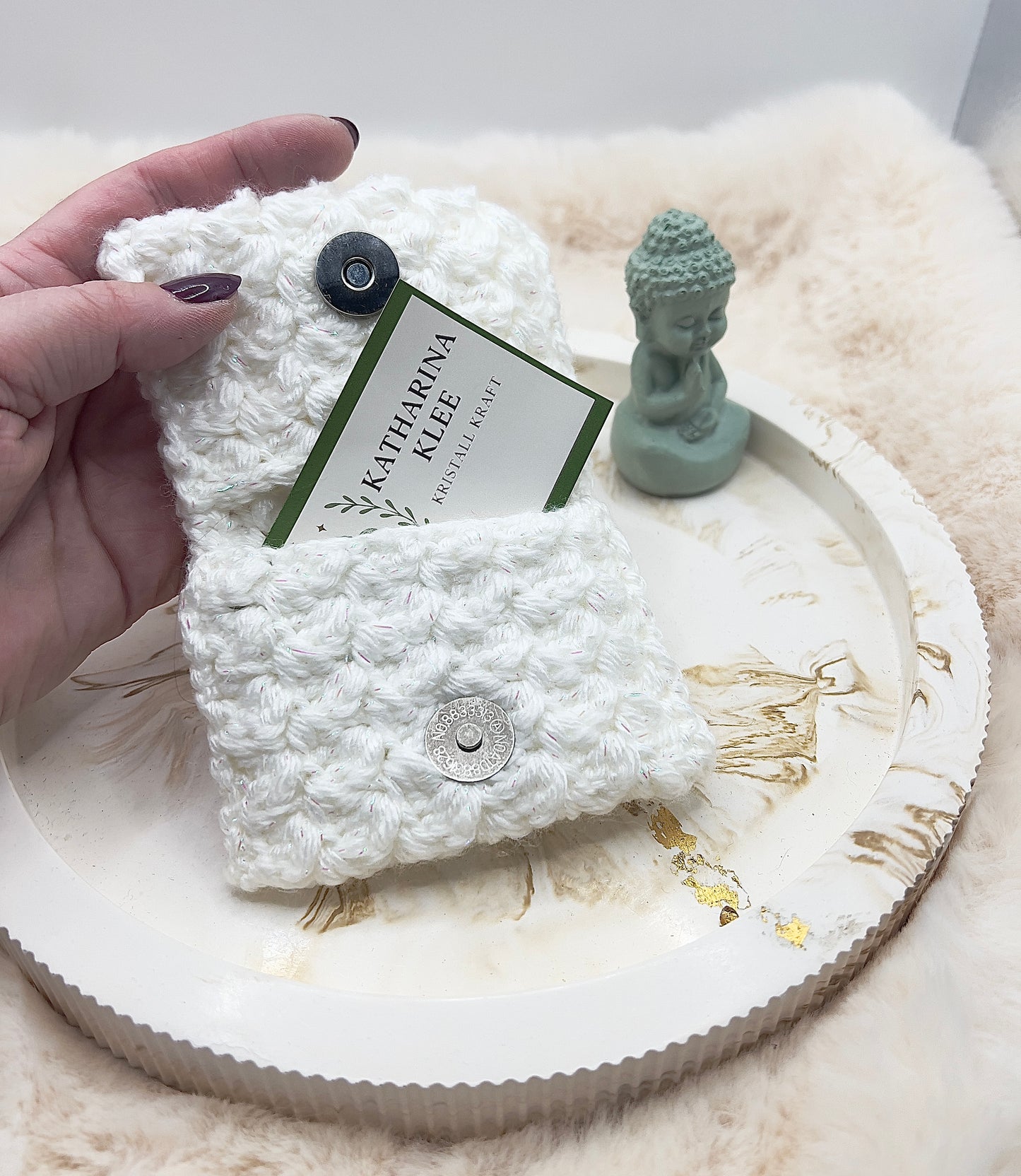 🎄 Adventstürchen 19 -  Handgehäkeltes Kartenetui / Mini-Portemonnaie mit Druckknopf