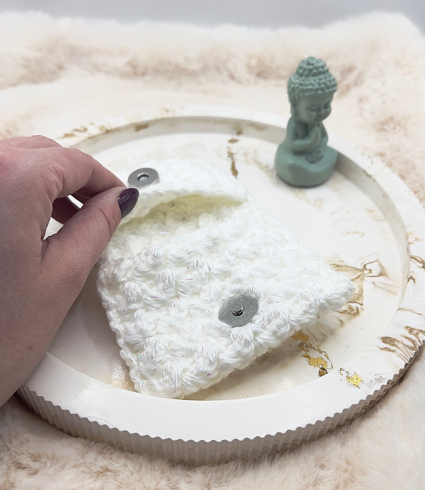 🎄 Adventstürchen 19 -  Handgehäkeltes Kartenetui / Mini-Portemonnaie mit Druckknopf