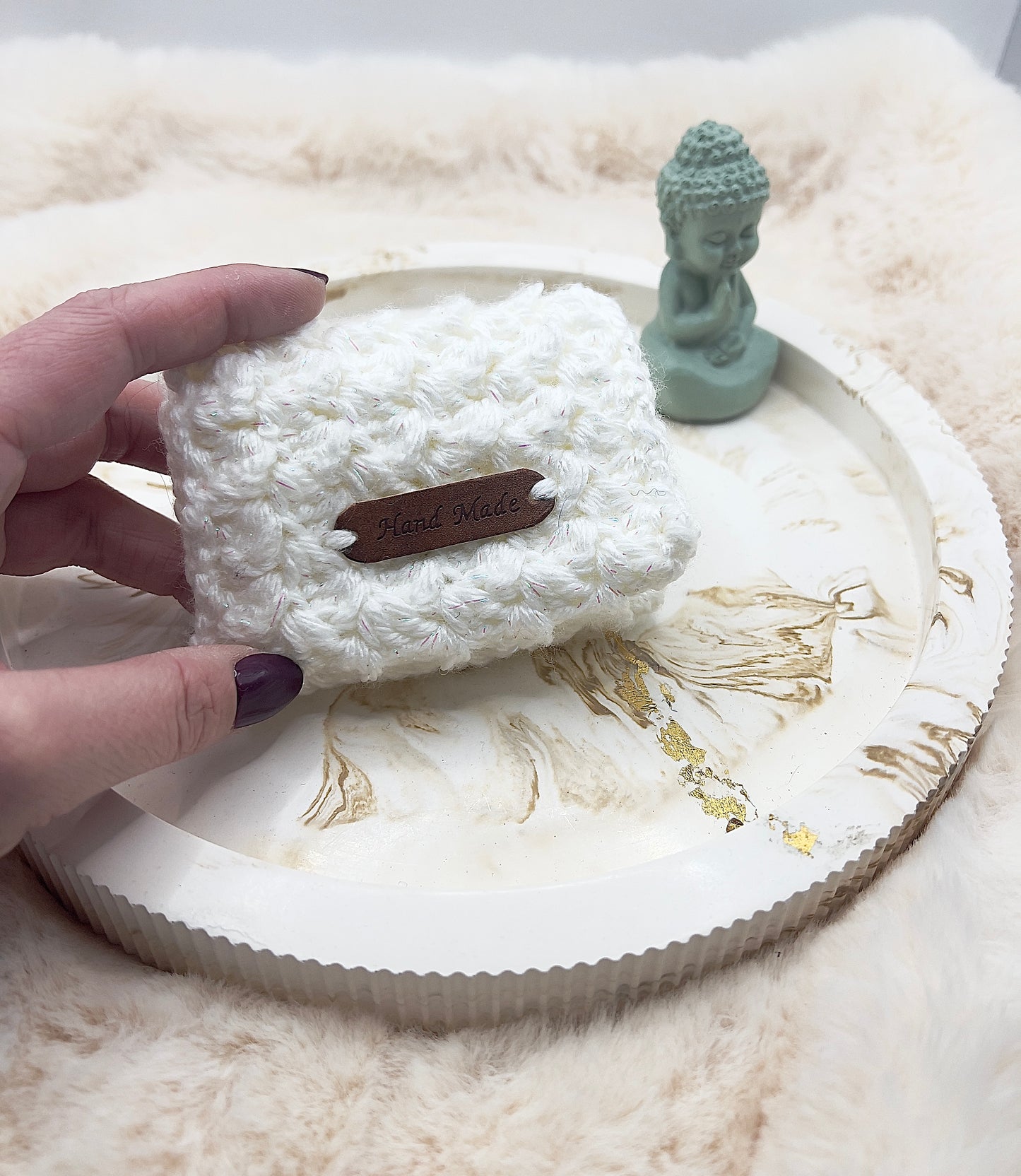 🎄 Adventstürchen 19 -  Handgehäkeltes Kartenetui / Mini-Portemonnaie mit Druckknopf