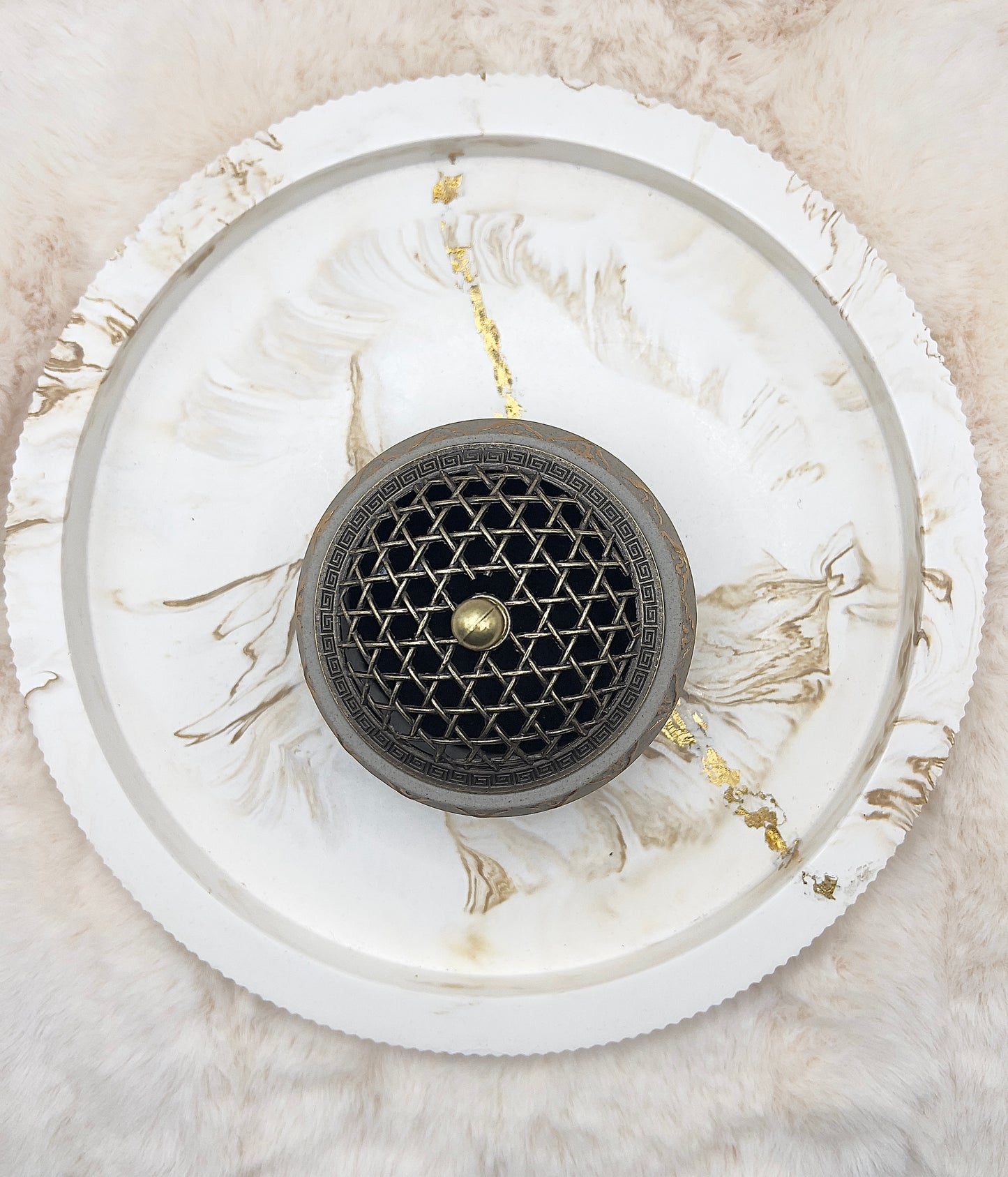 Vintage Schmuck- & Ritualschatulle – Aufbewahrungsschale in Steinoptik mit Deckel (kurze TikTok-Variante)