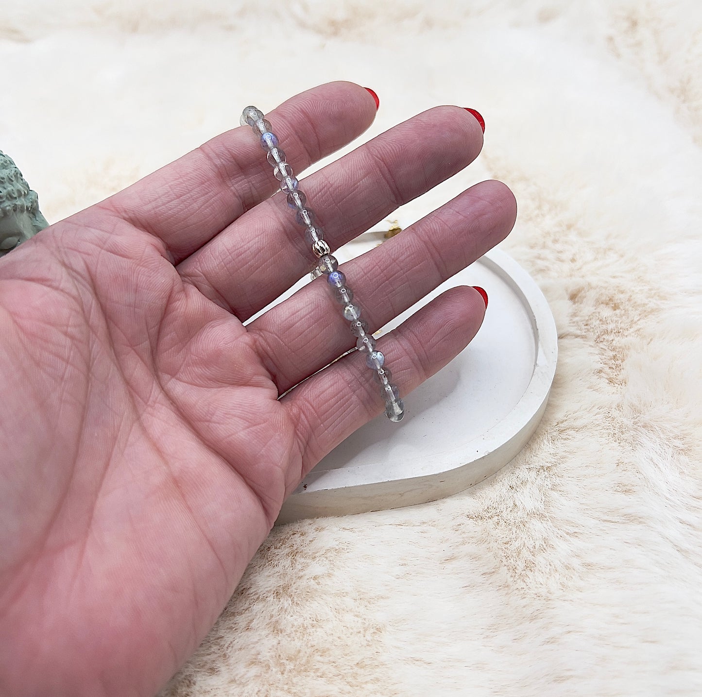 Labradorit Armband AAA – feines Einzelstück mit 925 Silber | 4 mm