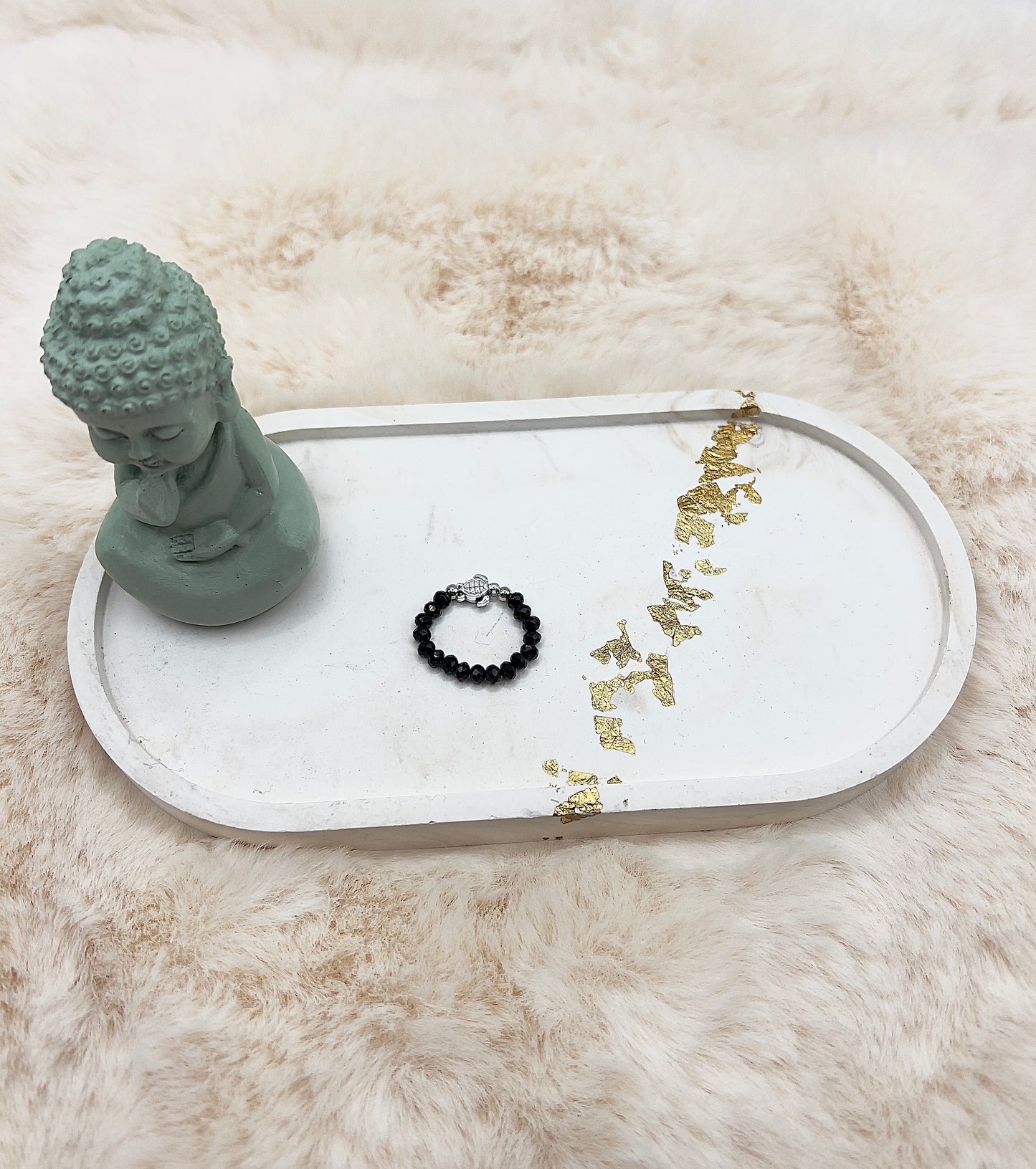 Edelsteinring Schwarzer Turmalin facettiert | 3,5 mm | Schildkröte | Edelstahl silber