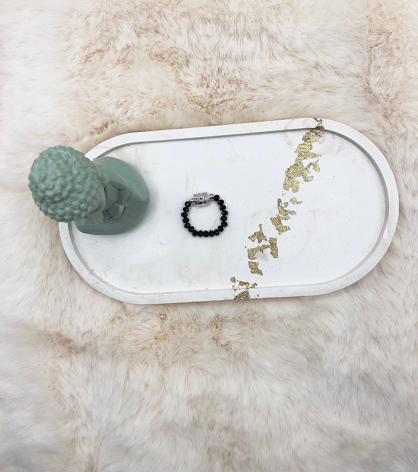 Edelsteinring Schwarzer Turmalin facettiert | 3,5 mm | Buddha | Edelstahl silber