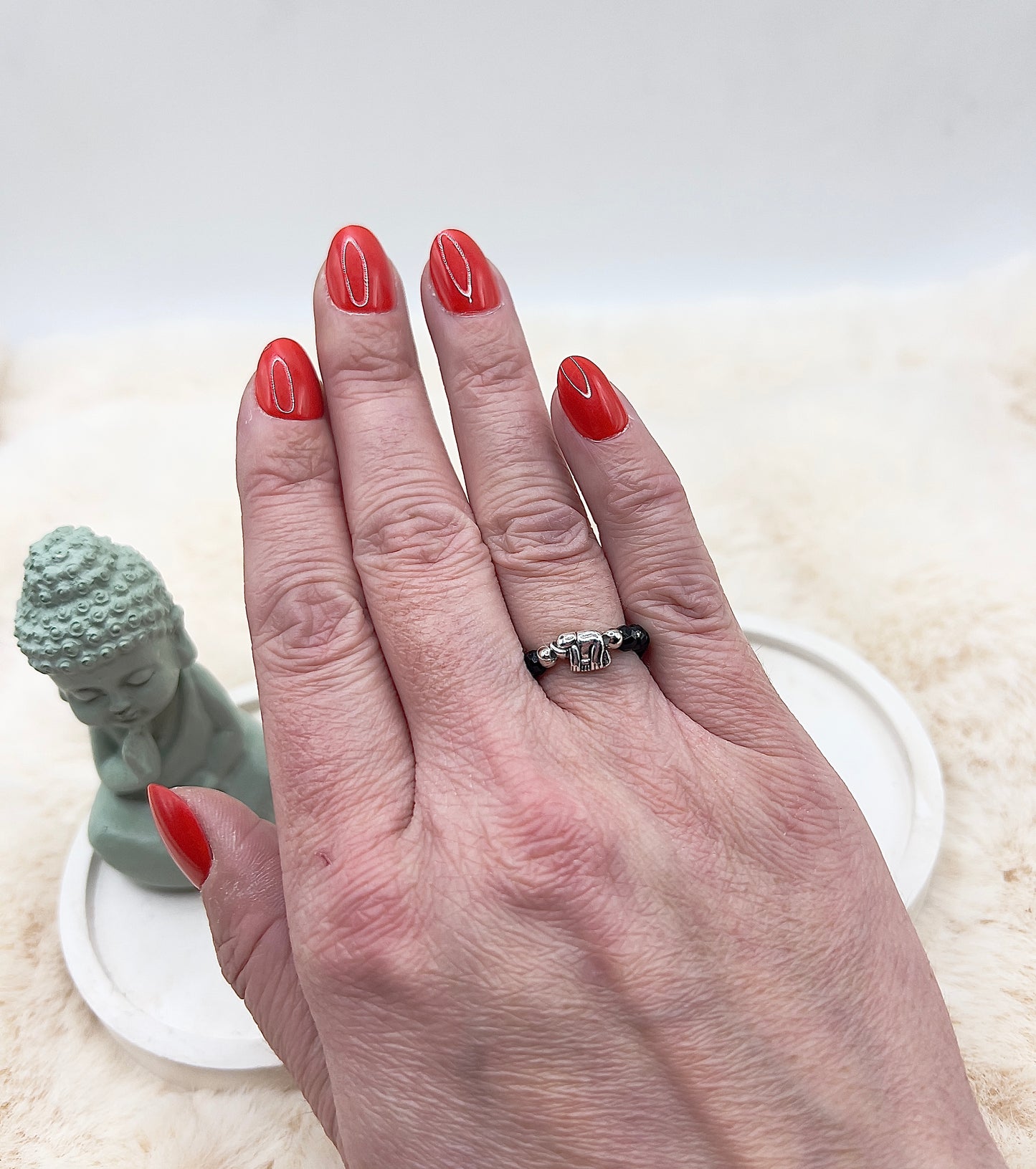 Edelsteinring Schwarzer Turmalin facettiert | 3,5 mm | Elefant | Edelstahl silber