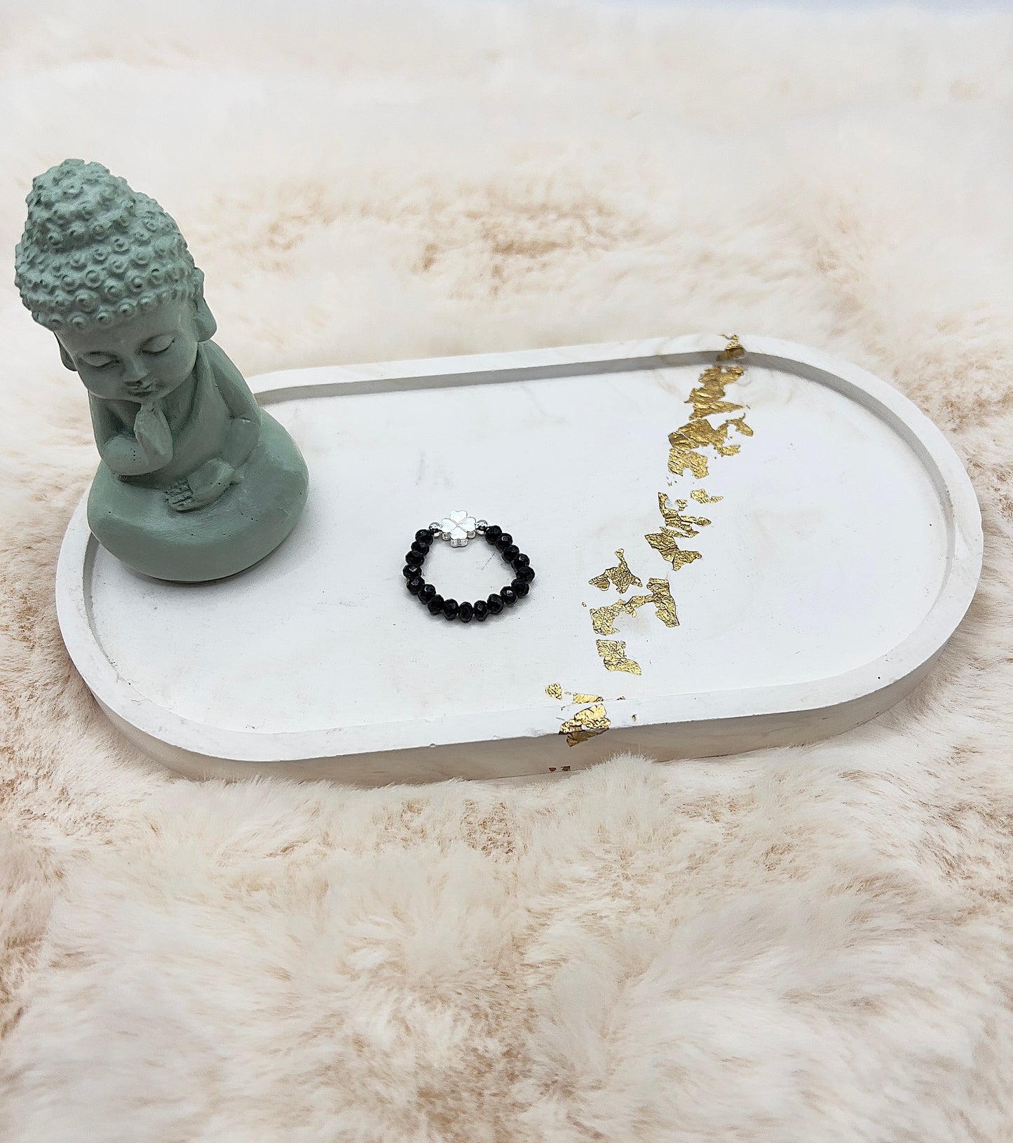 Edelsteinring Schwarzer Turmalin facettiert | 3,5 mm | Kleeblatt 925 Silber