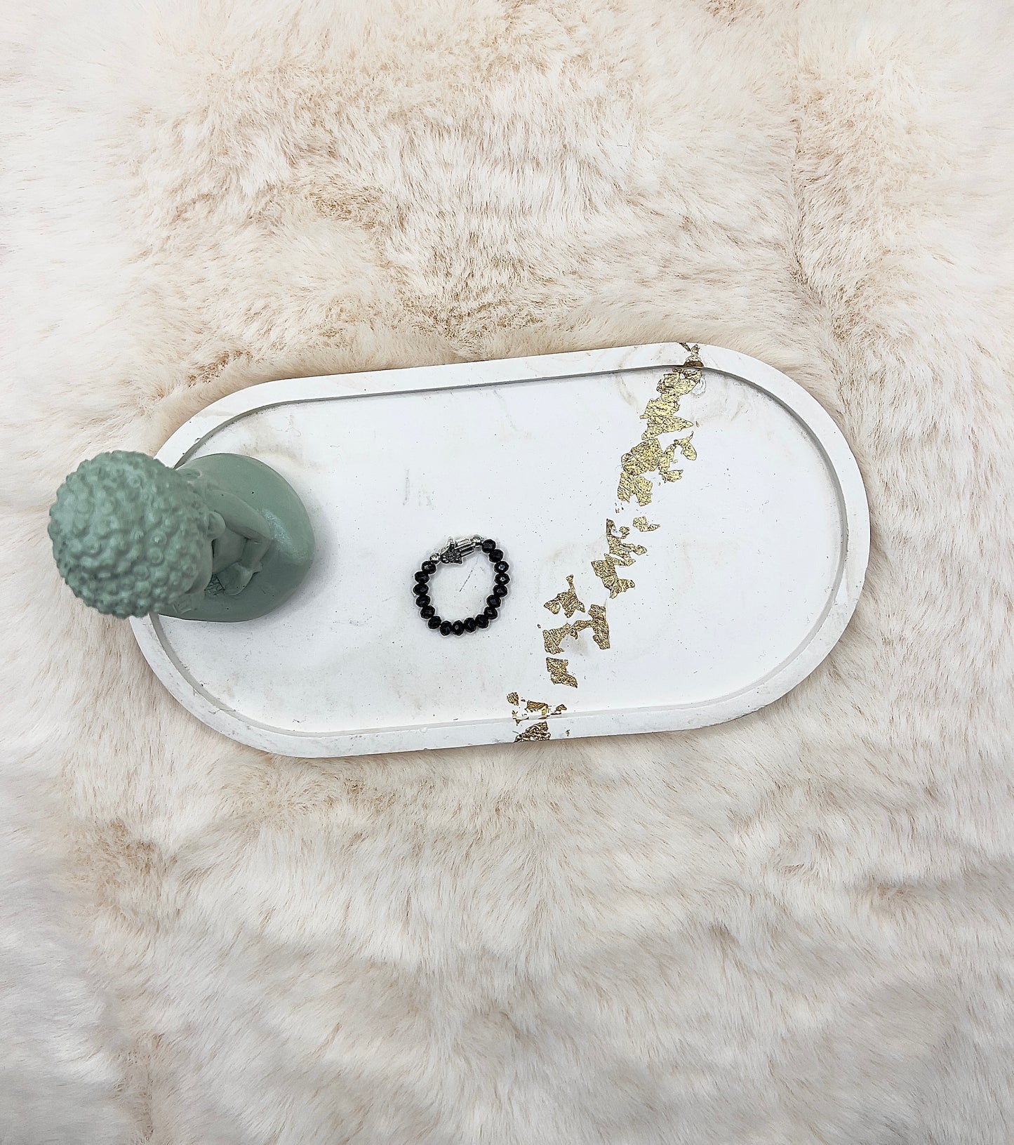 Edelsteinring Schwarzer Turmalin facettiert | 3,5 mm | Hamsa-Hand | Edelstahl silber