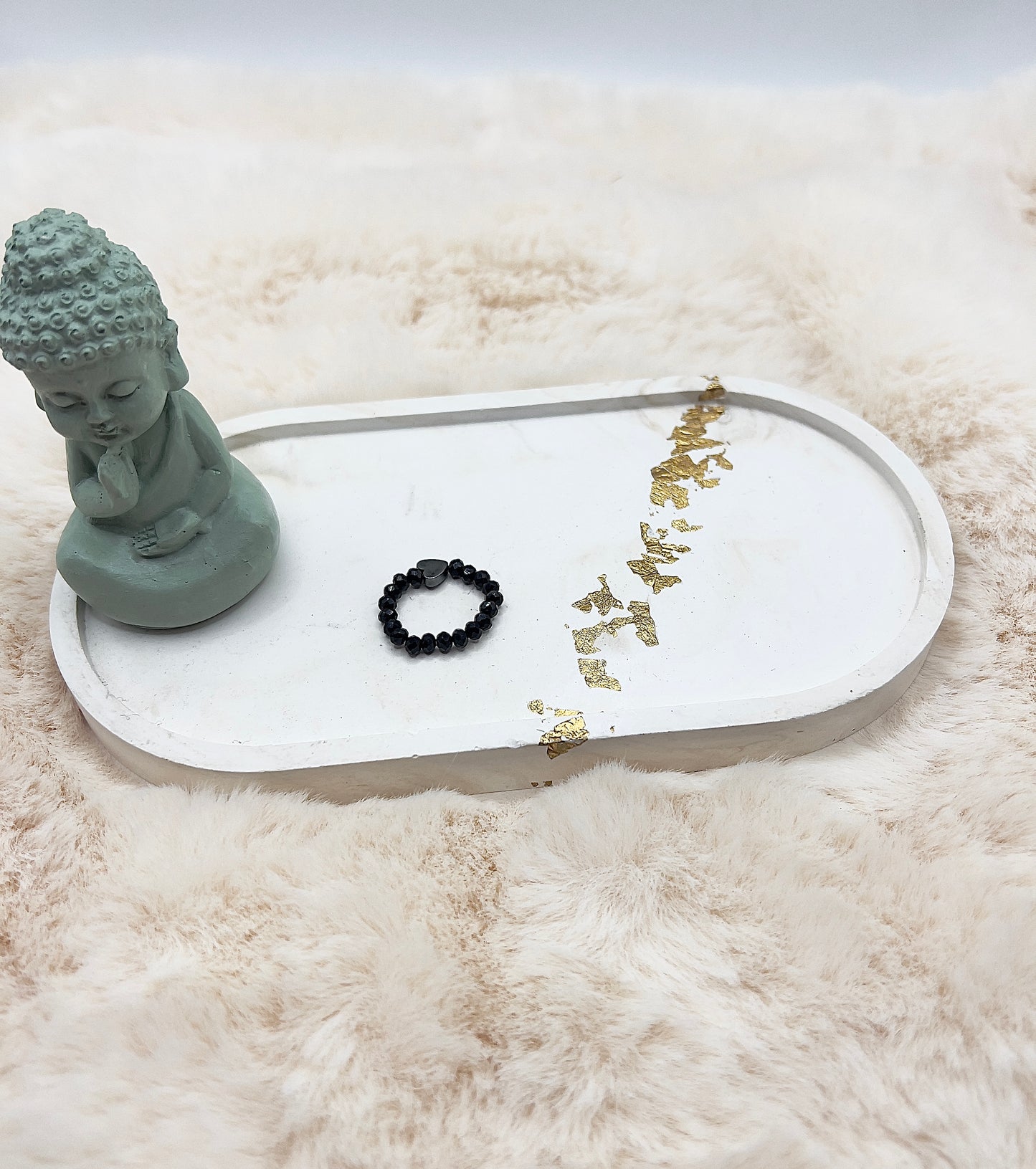 Edelsteinring Schwarzer Turmalin facettiert | 3,5 mm | Hämatit- Herz - schwarz-grau