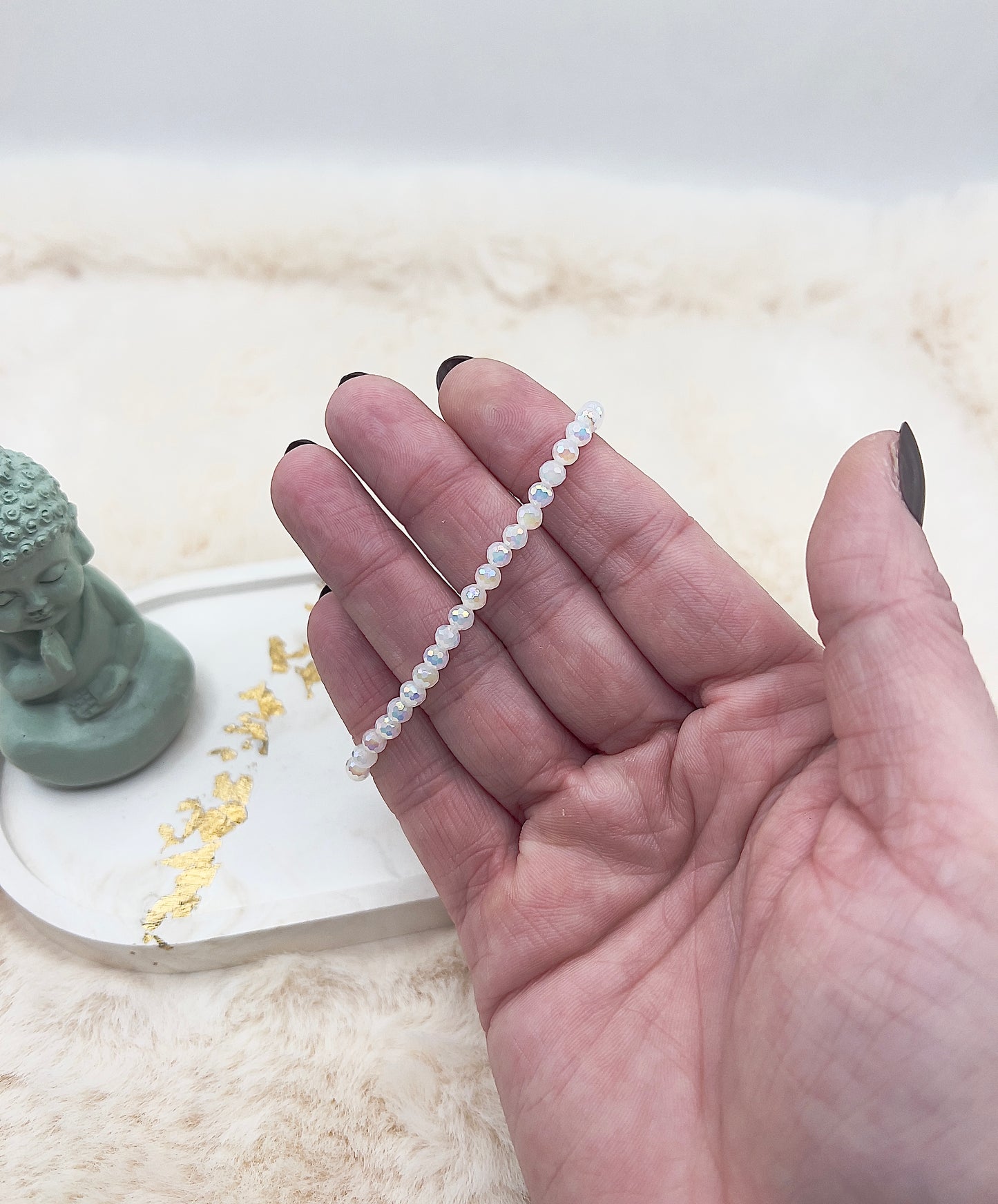 Armband Opalit facettiert | 4 mm | glasbasierter Schmuckstein