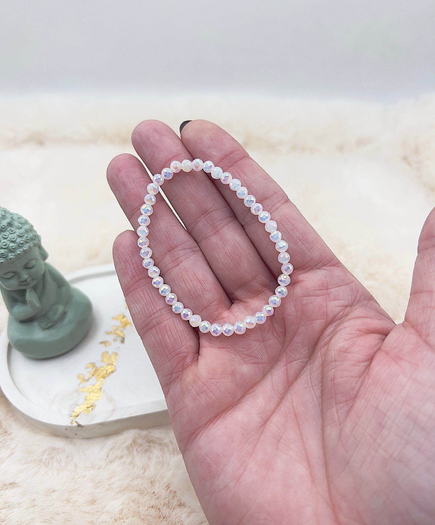 Armband Opalit facettiert | 4 mm | glasbasierter Schmuckstein