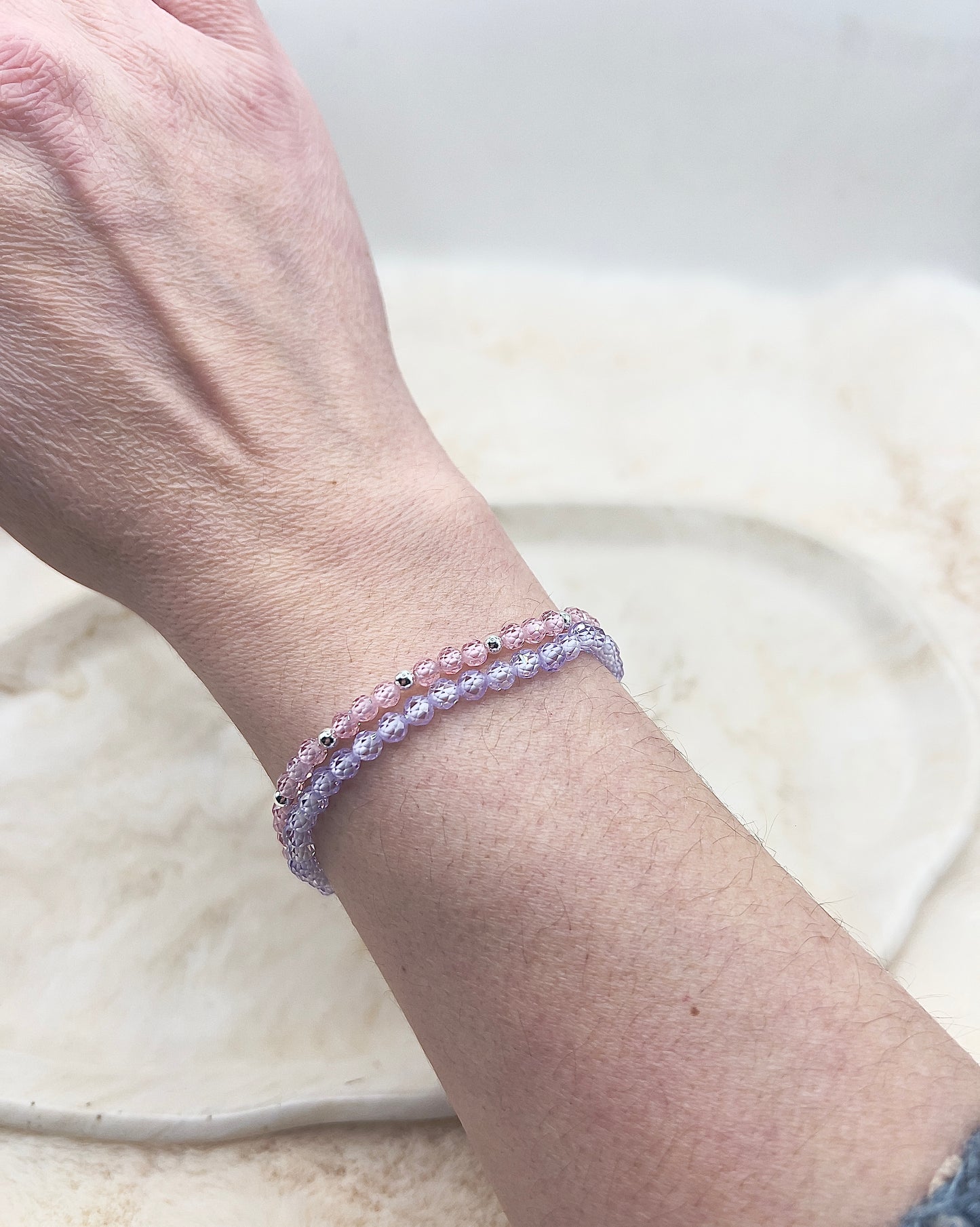 Zirkonia Armband „Pure Glow“ – Weiß, Lavendel & Rosé | 925 Silber (einzeln oder im Set)