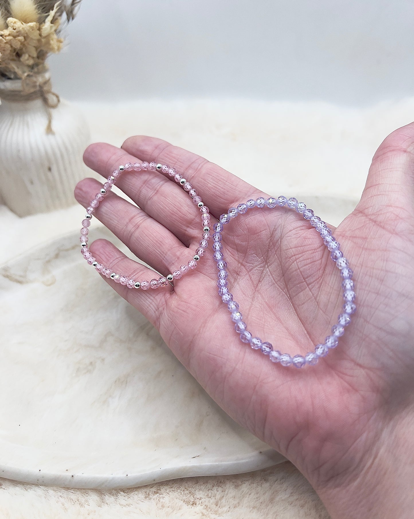 Zirkonia Armband „Pure Glow“ – Weiß, Lavendel & Rosé | 925 Silber (einzeln oder im Set)