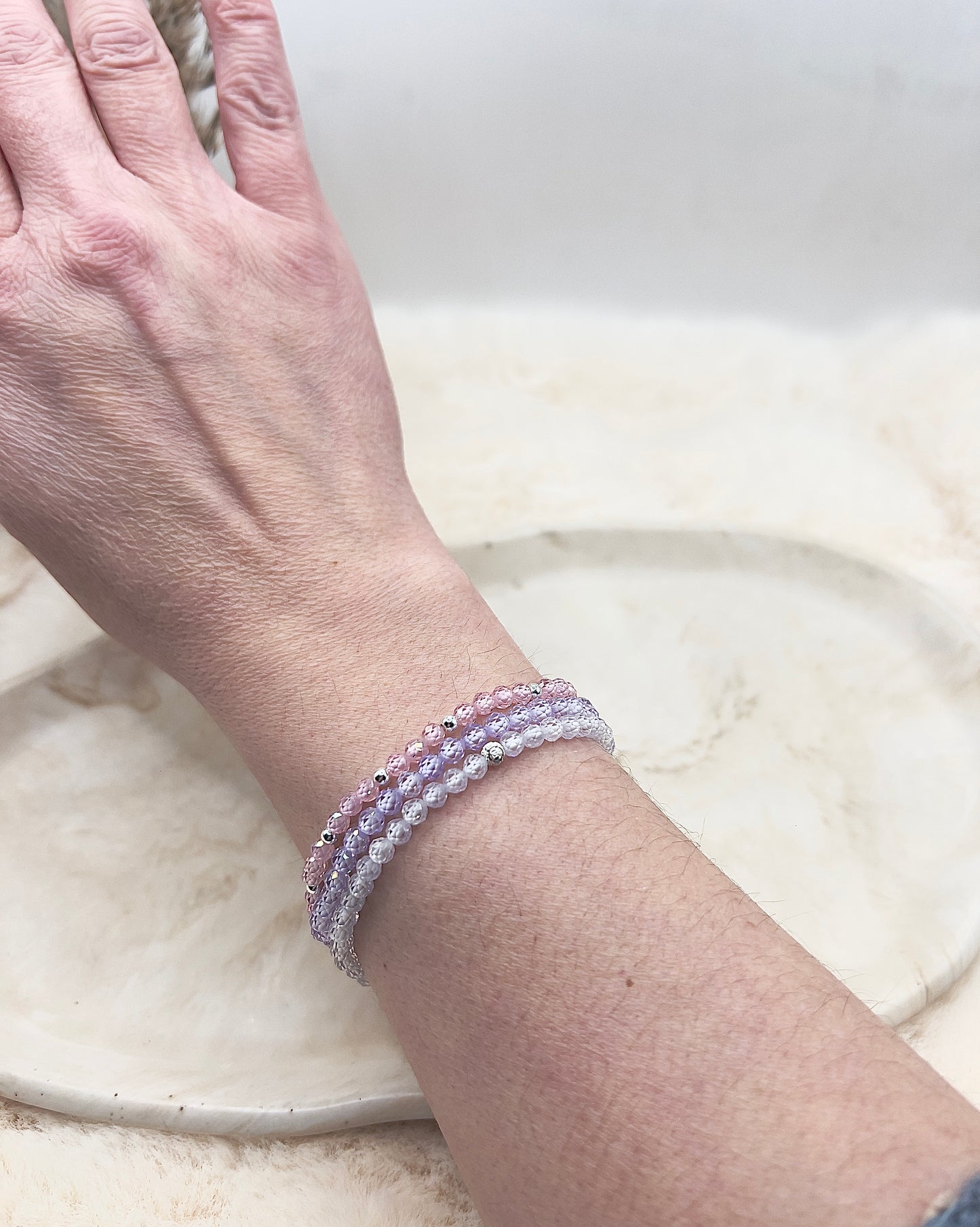 Zirkonia Armband „Pure Glow“ – Weiß, Lavendel & Rosé | 925 Silber (einzeln oder im Set)