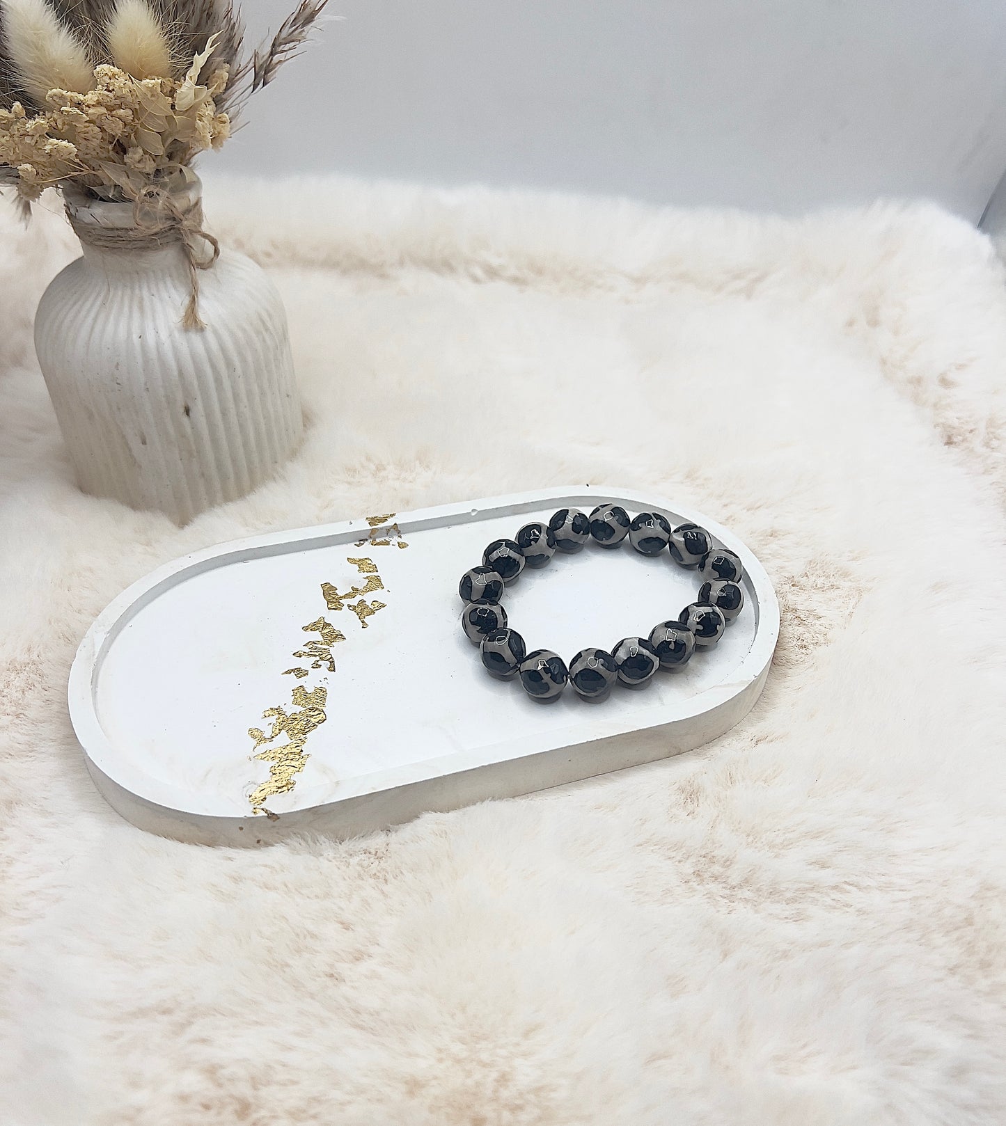 Statement-Armband Leo-Optik – Tibetanischer Achat | 12 mm