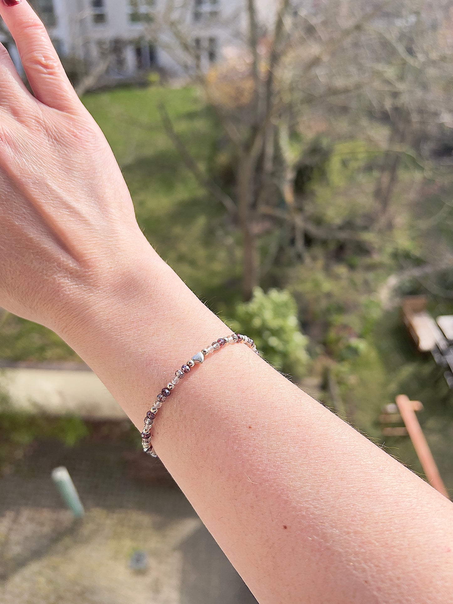 Facettiertes Edelstein Armband 3mm – Rauchquarz, Amethyst & Citrin in Quarz mit 925 Silber