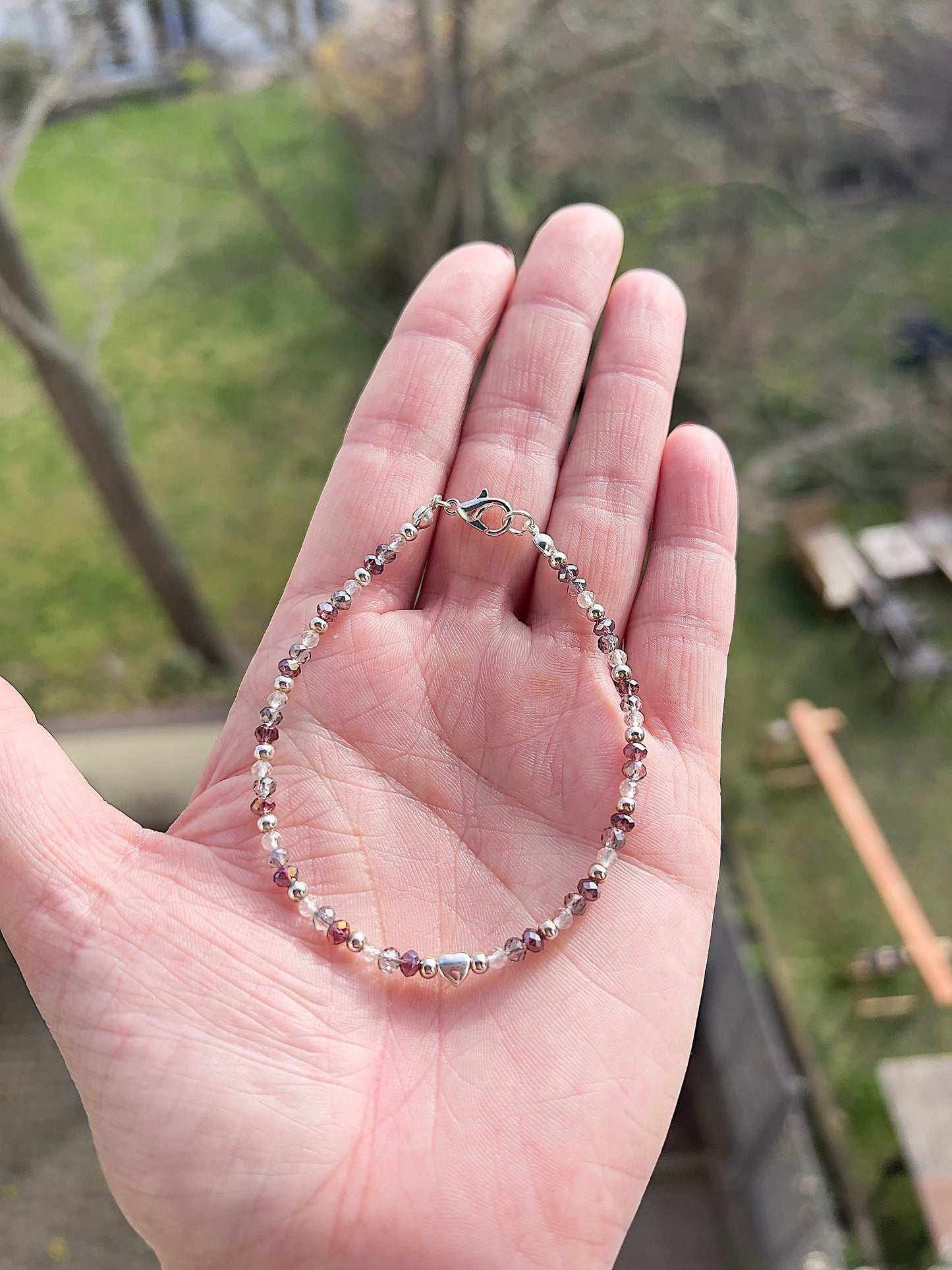 Facettiertes Edelstein Armband 3mm – Rauchquarz, Amethyst & Citrin in Quarz mit 925 Silber