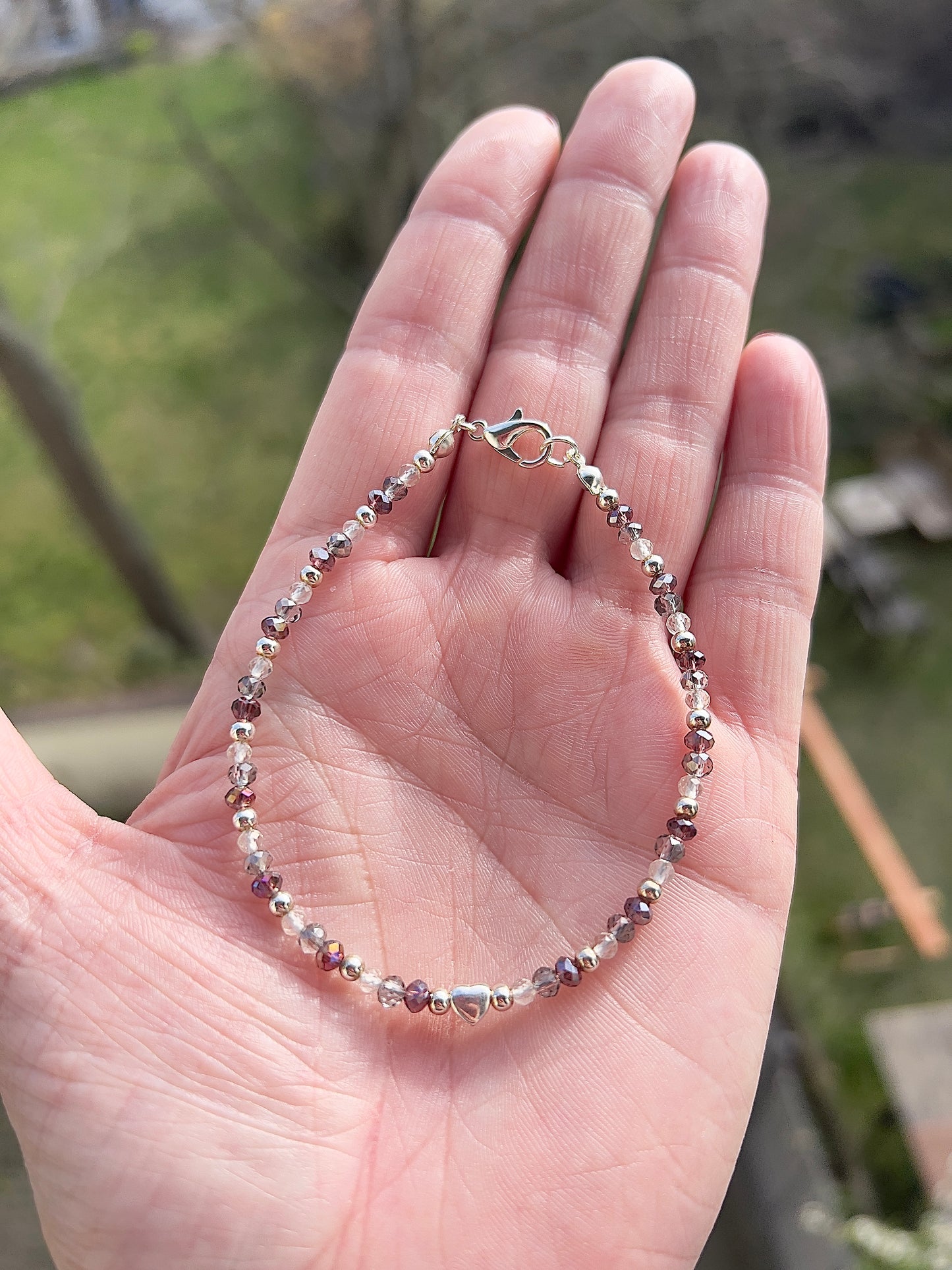 Facettiertes Edelstein Armband 3mm – Rauchquarz, Amethyst & Citrin in Quarz mit 925 Silber