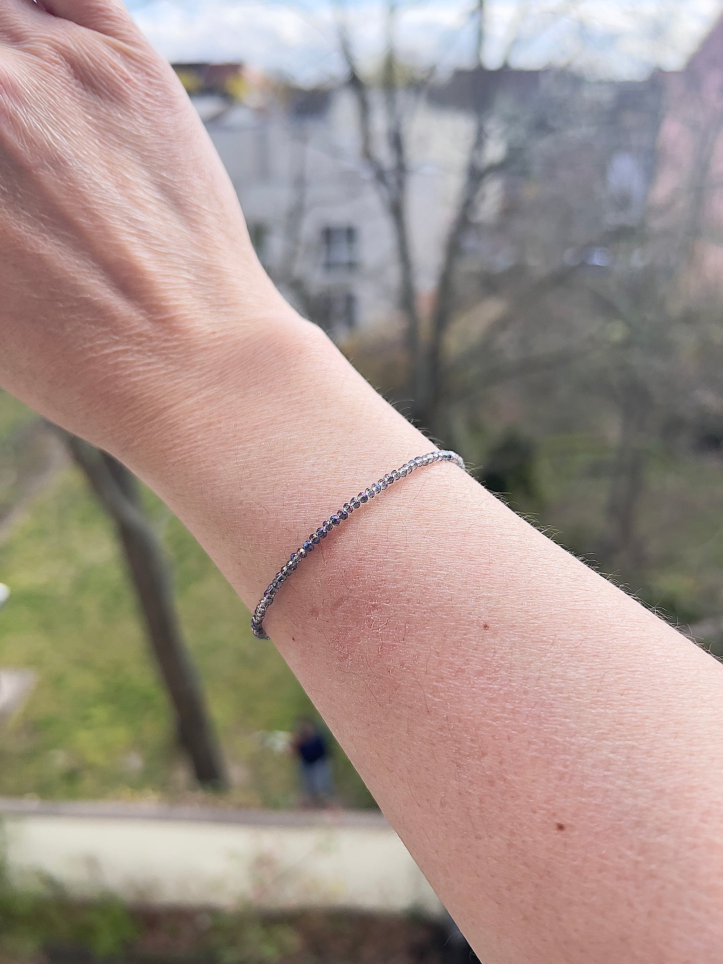 Kristallarmband in Amethystfarbe 2 mm – österreichischer Kristall mit 925er Silberverschluss