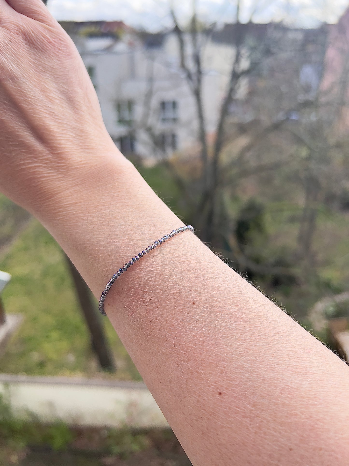 Kristallarmband in Amethystfarbe 2 mm – österreichischer Kristall mit 925er Silberverschluss