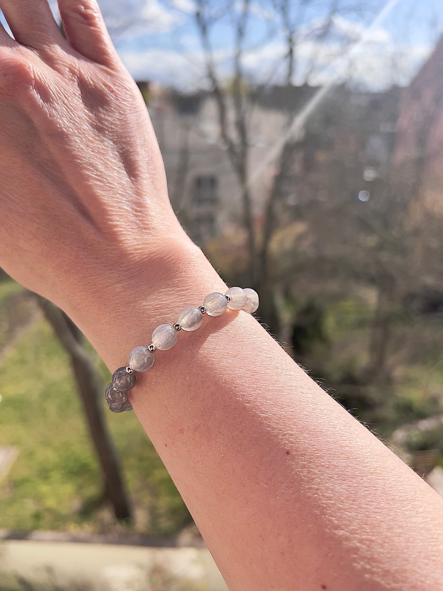 Armband mit Glitzerperlen 8 mm – funkelnd mit 925 Silber