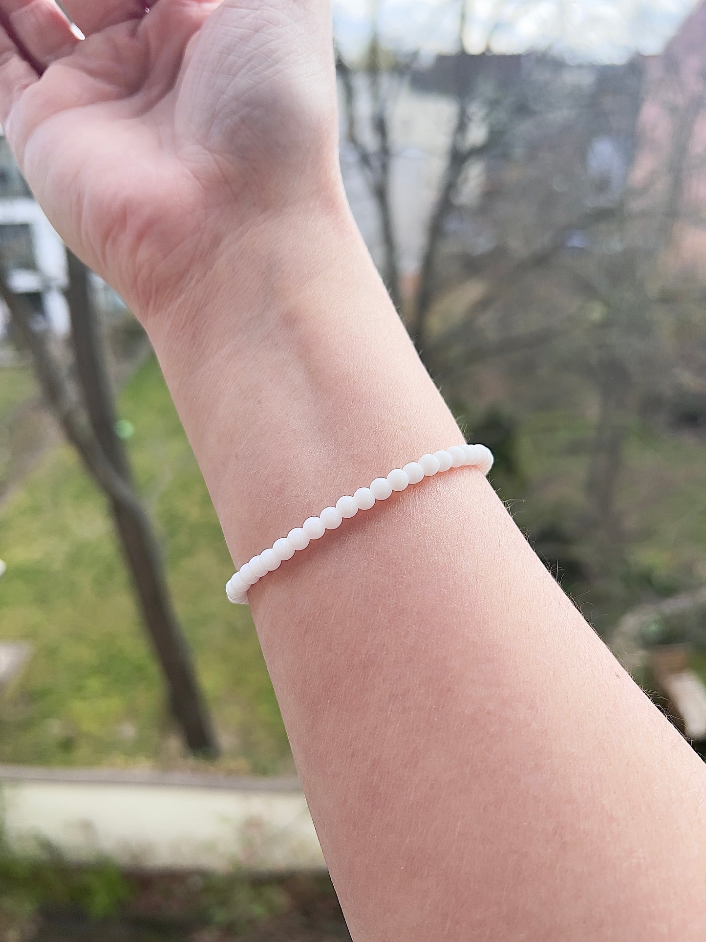Milchquarz Armband 4 mm – zartes Armband mit runden Perlen