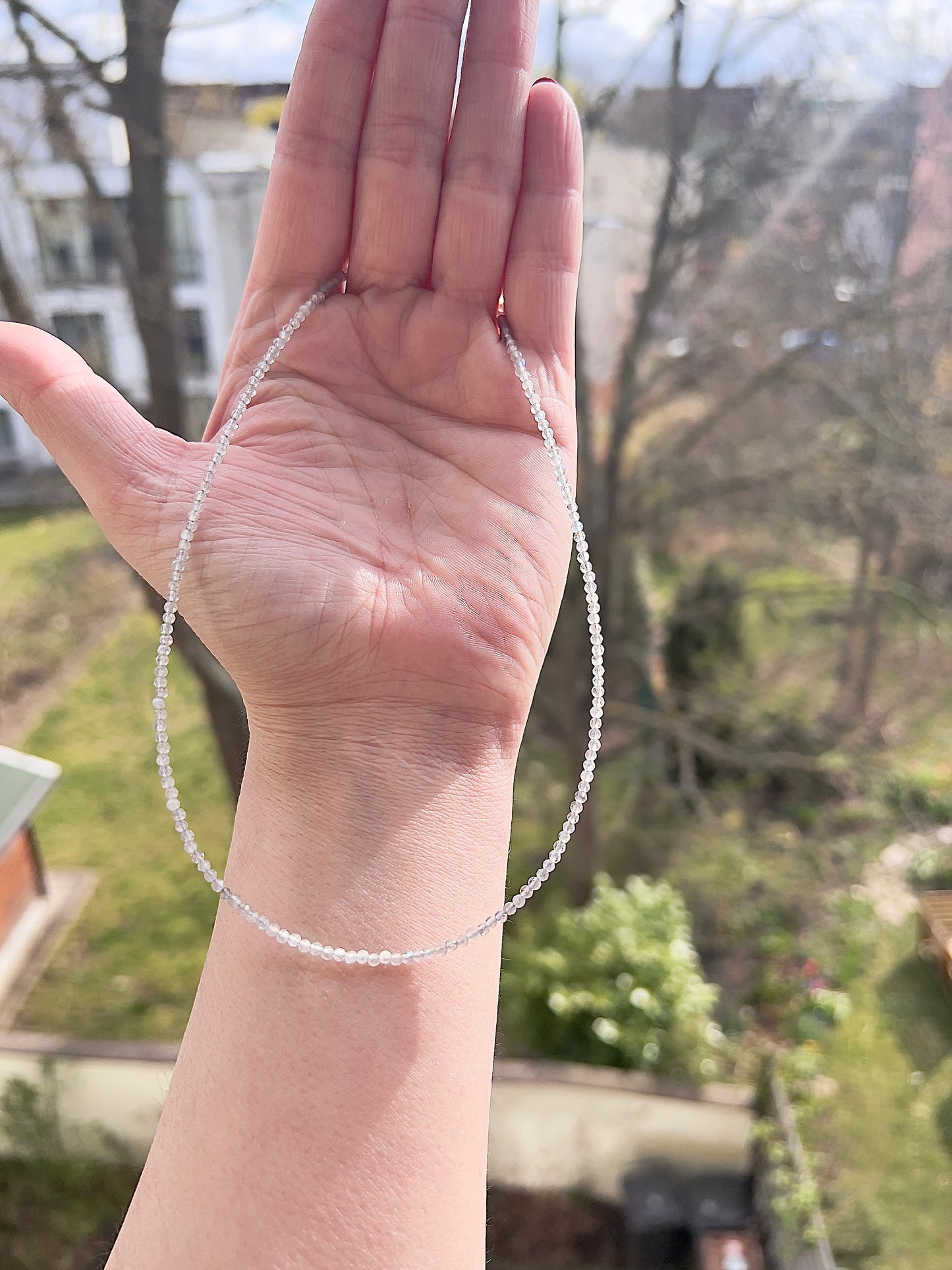 Facettierte Labradorit Kette 2 mm – zart & elegant mit 925 Silber