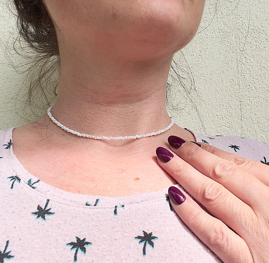 Filigrane Süßwasserperlen-Kette – 2 mm | zarte Perlenkette | Edelstahl vergoldet
