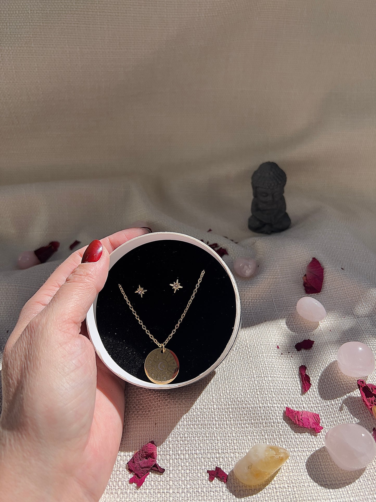 Astrologie-Rad - Ohrring- und Halsketten-Set – Sternenschmuck aus Edelstahl