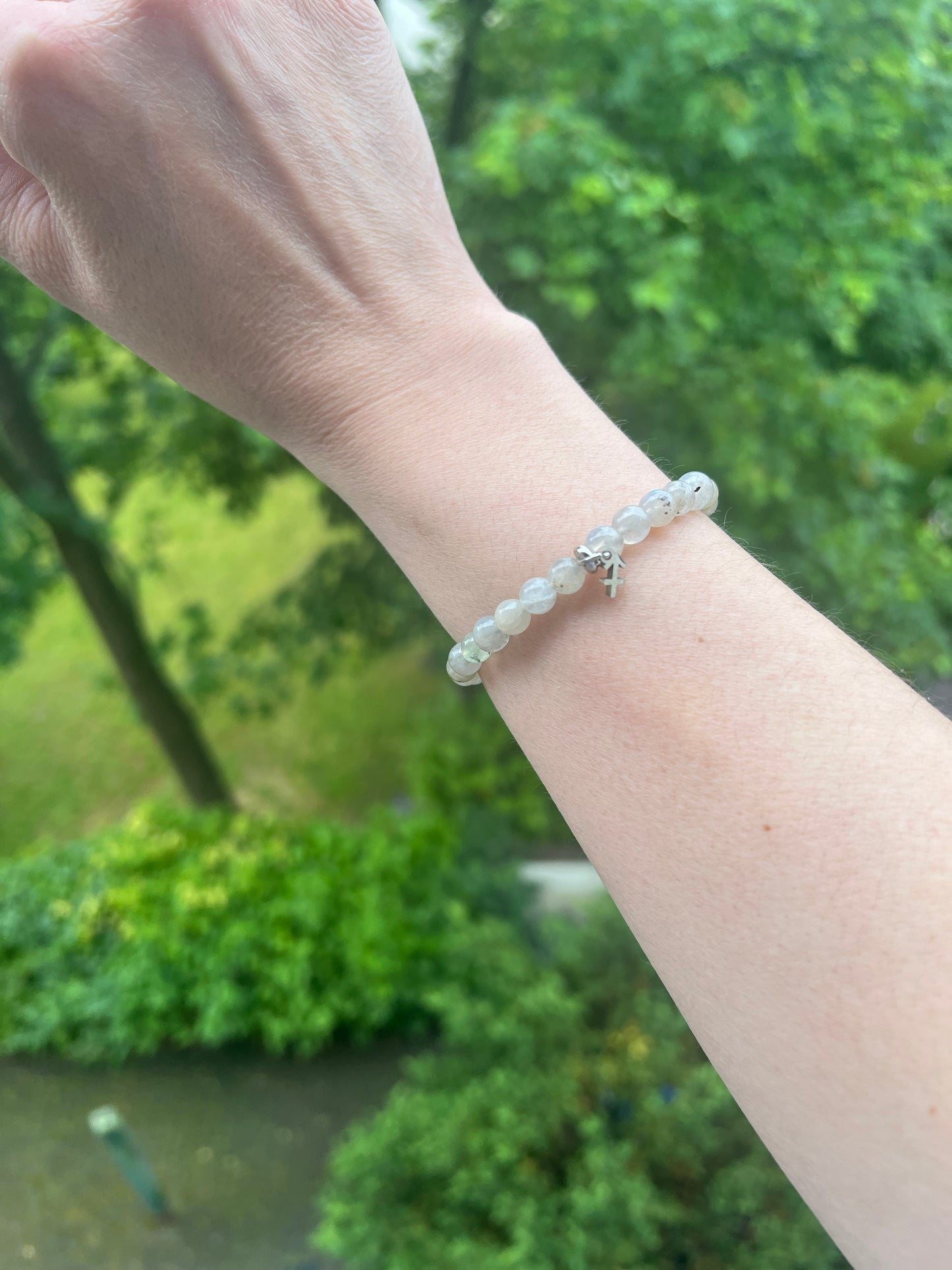 Sternzeichen Armband Schütze - Labradorit & Edelstahl Charm Silber ( 6mm )