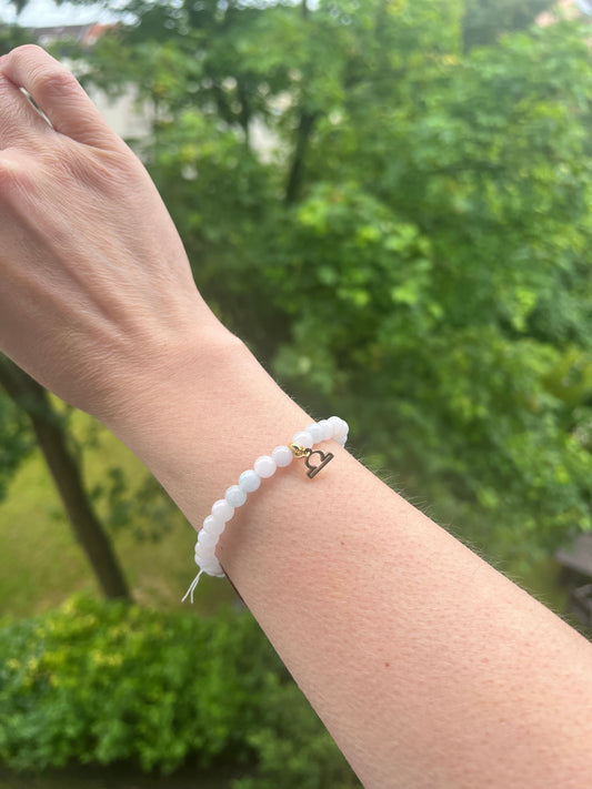 Sternzeichen Waage - Aquamarin - Armband mit vergoldeten / Silber - Edelstahl - Charm