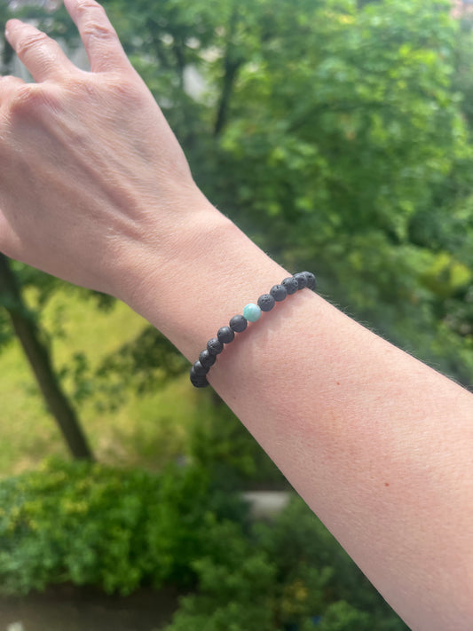 Erdung & Freiheit - Herrenarmband mit Lavastein & Larimar ( 6mm )