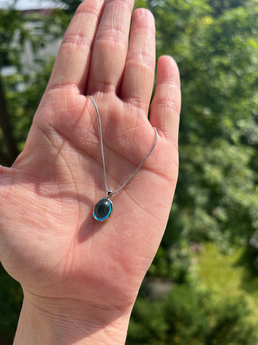 Aurora - Glas Kette in Blau - 925 Silber / Magie & Tiefe