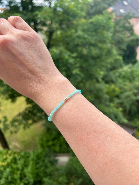 Aquamarin - Armband mit Muschel - Klarheit & Leichtigkeit in Wellenform