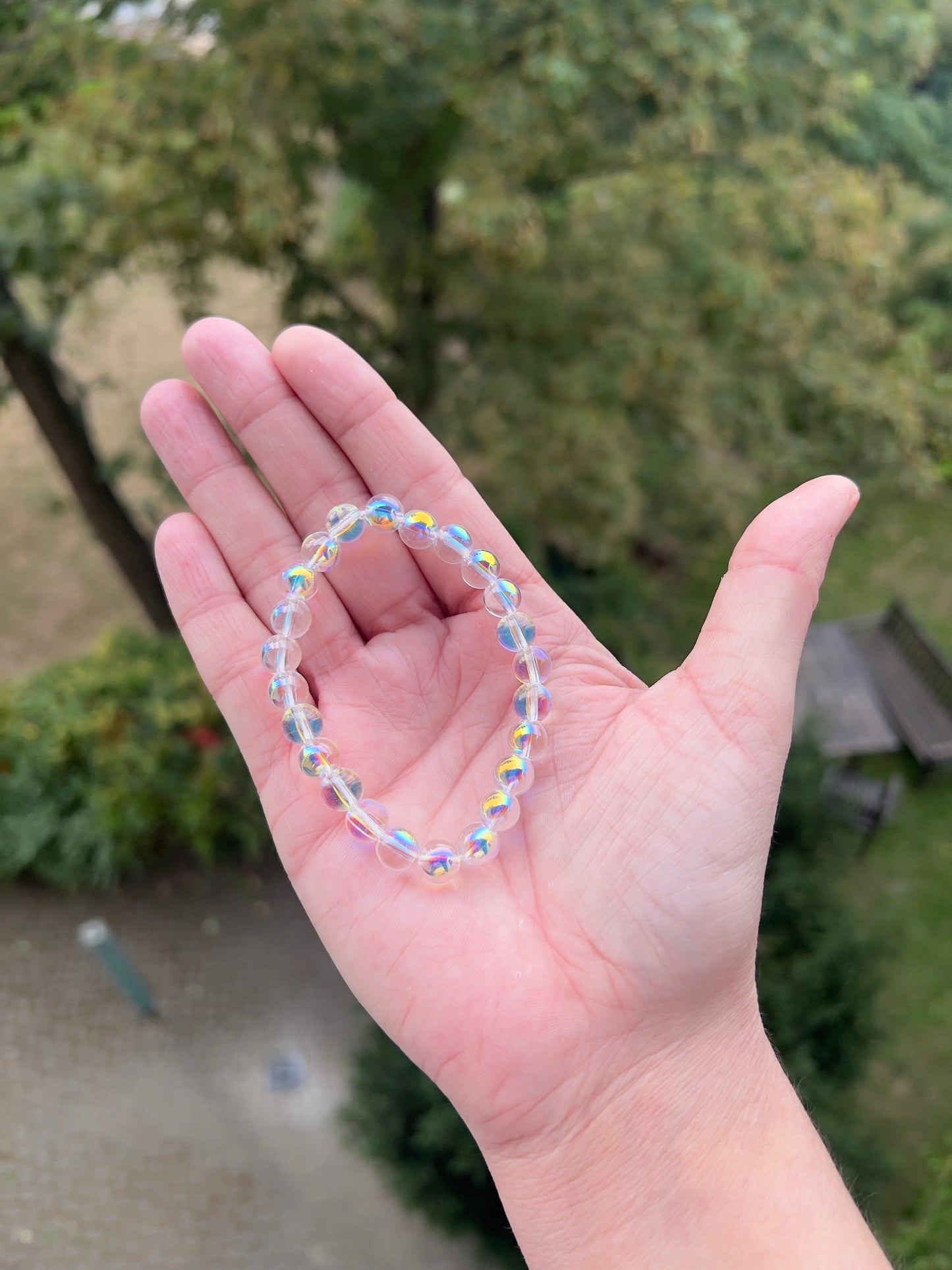 🌈 Armband „Opal-Spiegelglanz“ – Glasperlen mit opalisierendem Schimmer & Spiegeleffekt (8 mm) 🌈