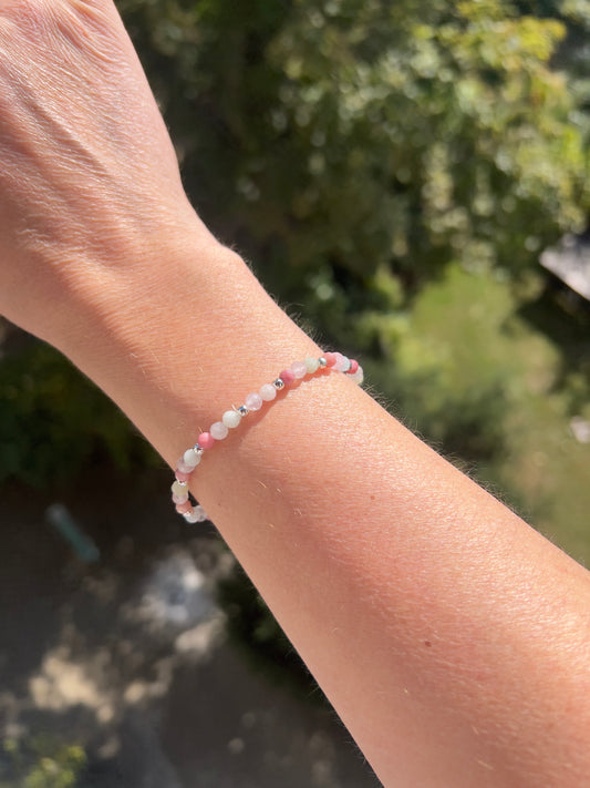 Armband Selbstliebe & Herzöffnung | Morganit · Rosenquarz · Rhodonit · 925er Silber
