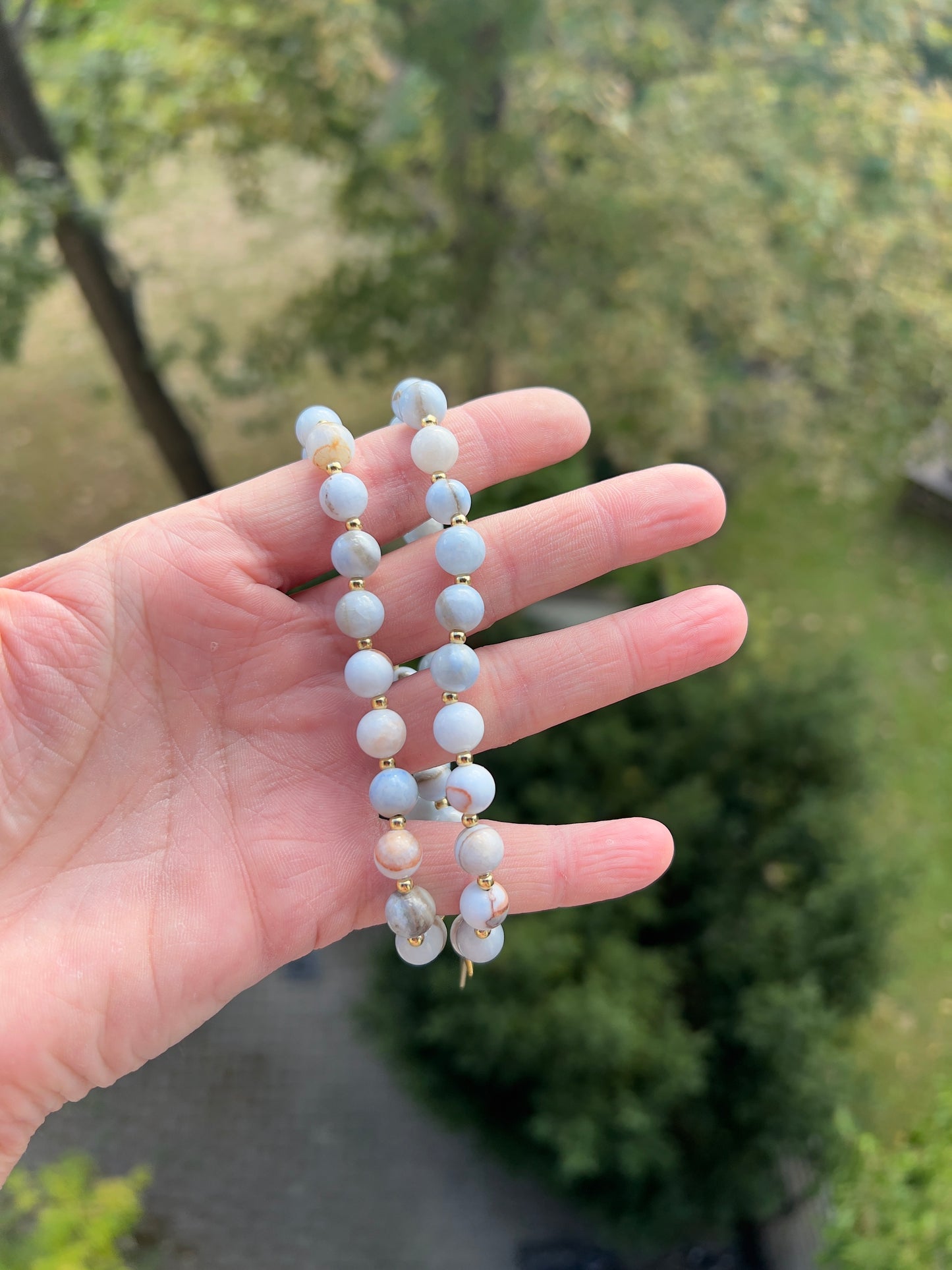 Chalcedon hellblau 8mm -Frieden , Kommunkation & himmlische Klarheit