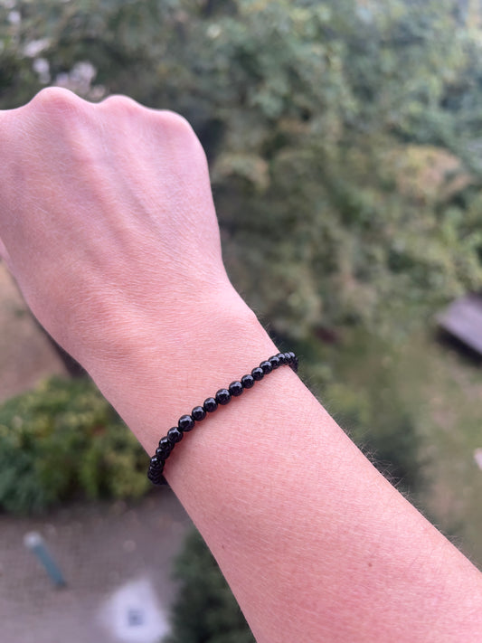 Schwarzer Achat-Armband 4 mm rund | Schutz, Stabilität & innere Ruhe