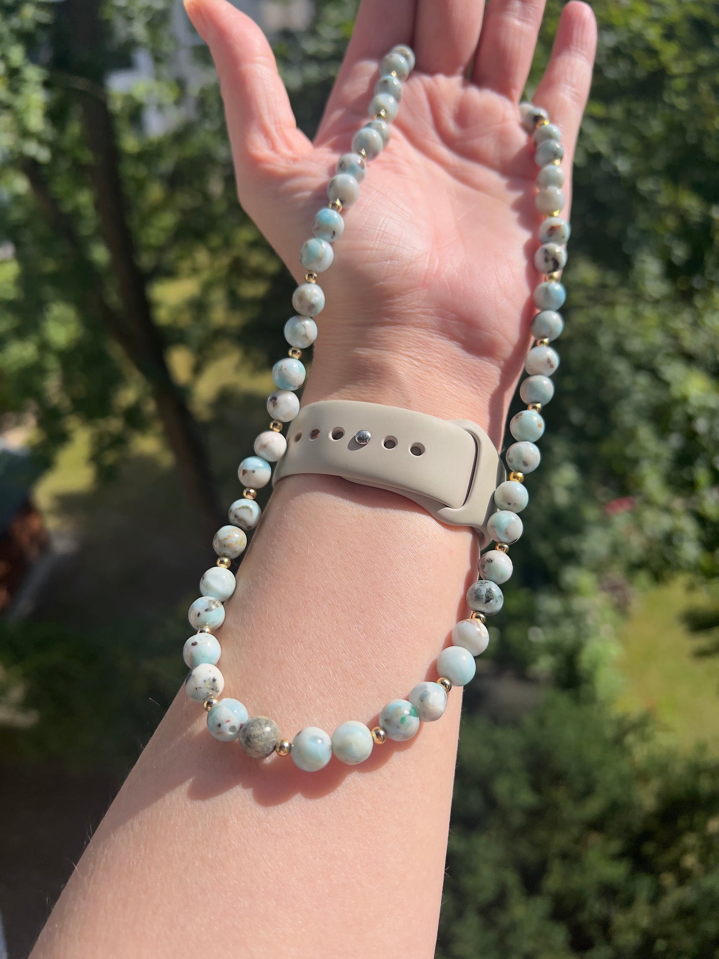 Larimar - Kette 8mm - Karibische Energie in AAA - Qualität