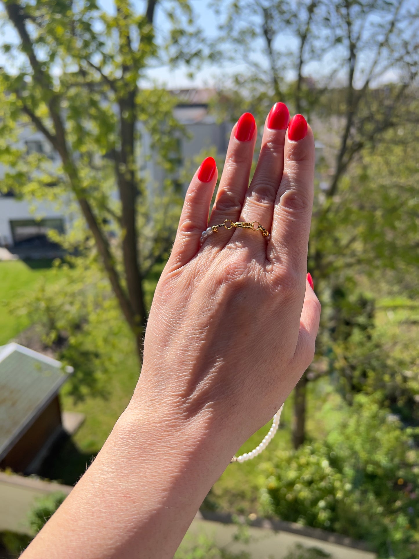 Kette „Sommerliebe“ – Anezus Perlen 4 mm mit Herz vergoldet | 40 cm