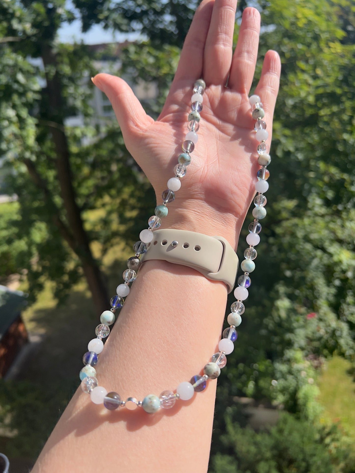 Larimar, Aquamarin & Crackle - Bergkristall - Kette für Klarheit & Seelenruhe
